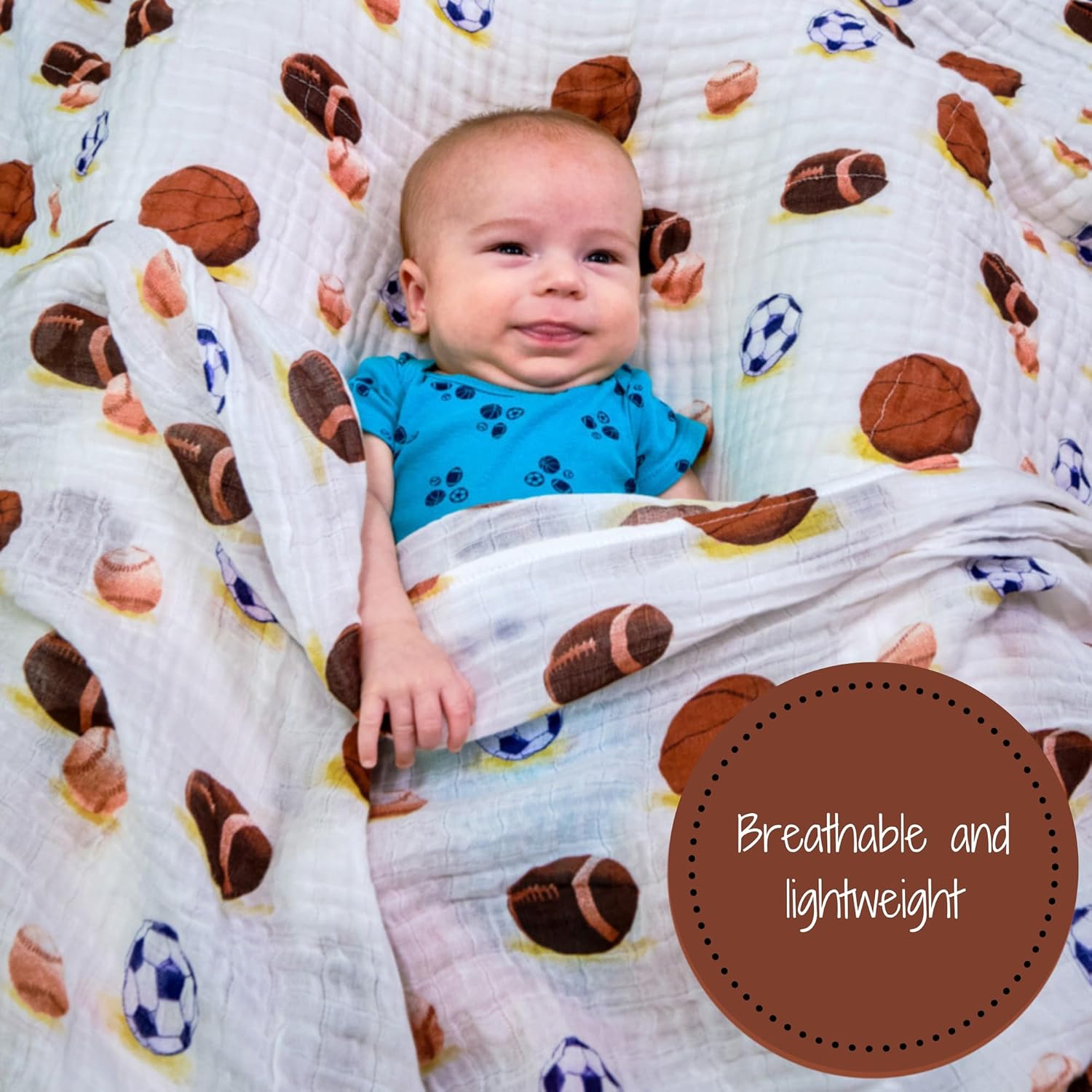 LollyBanks Sports Print Swaddle Blanket Set