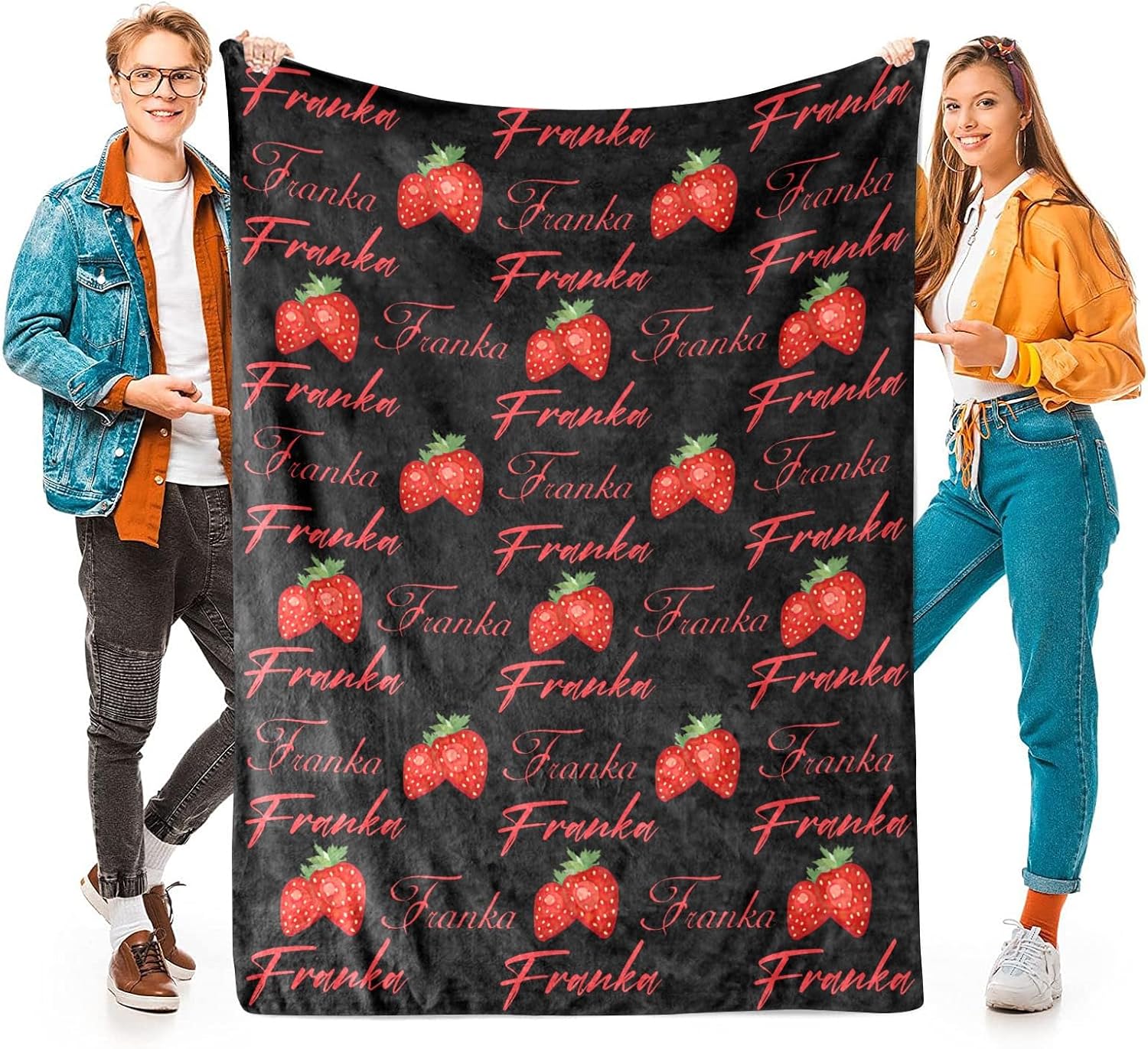 Custom Blanket with Name Text Red Strawberry Style 30x40inch