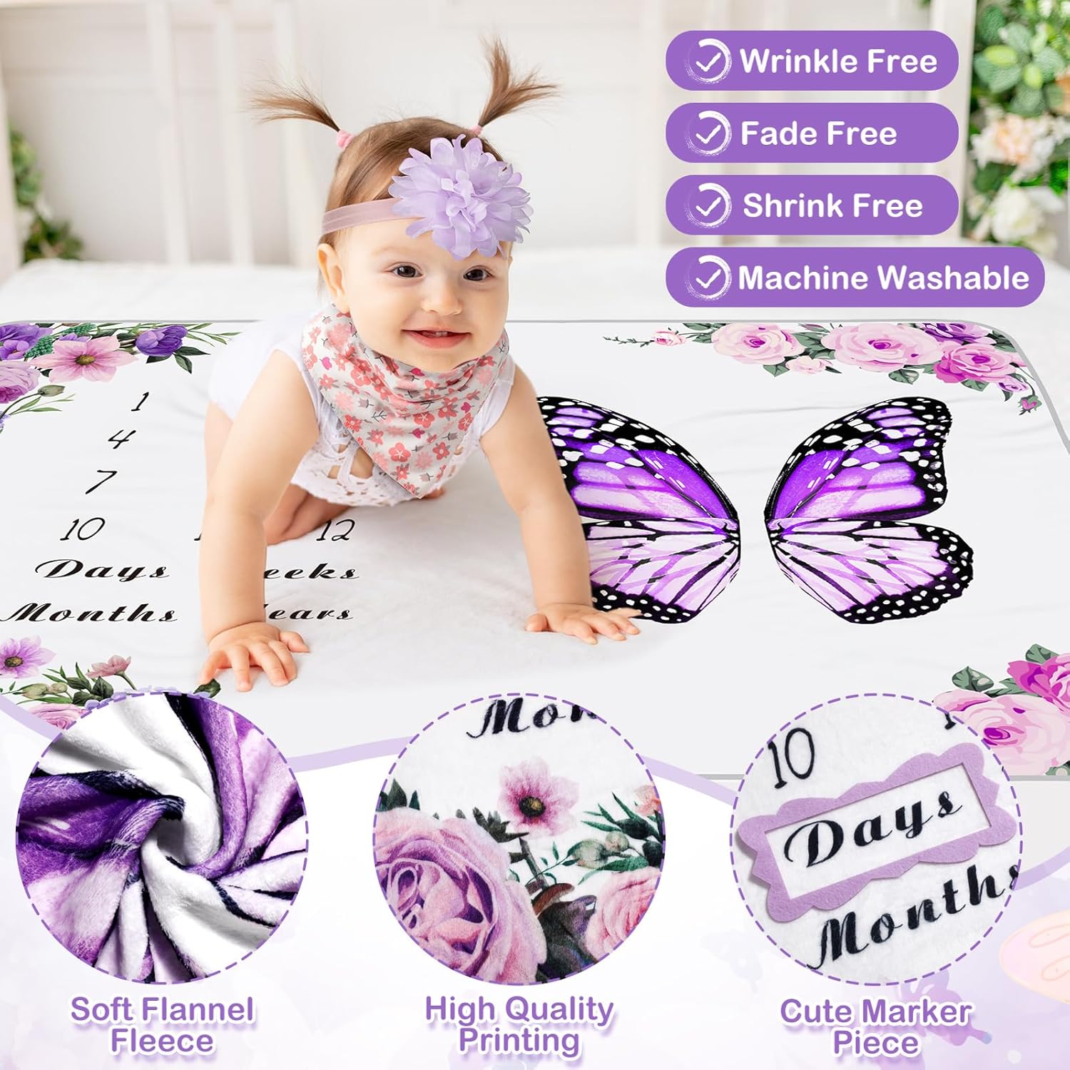 Chumia 6 Pcs Monthly Milestone Blanket Set