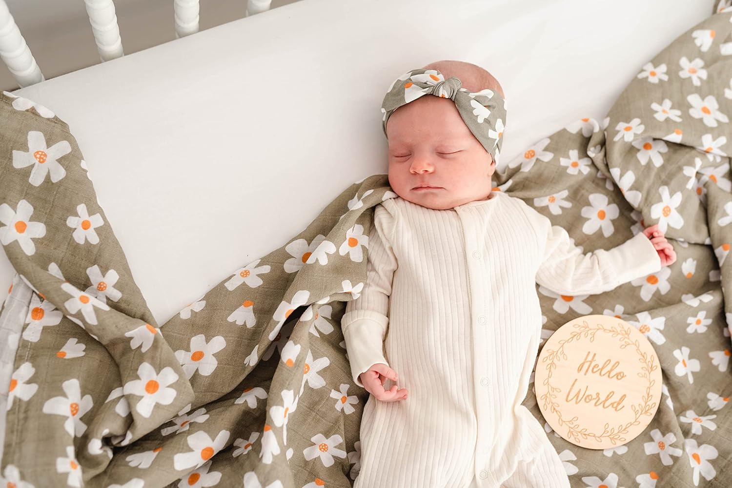 Miaoberry Organic Cotton Muslin Swaddle Set for Baby Girl