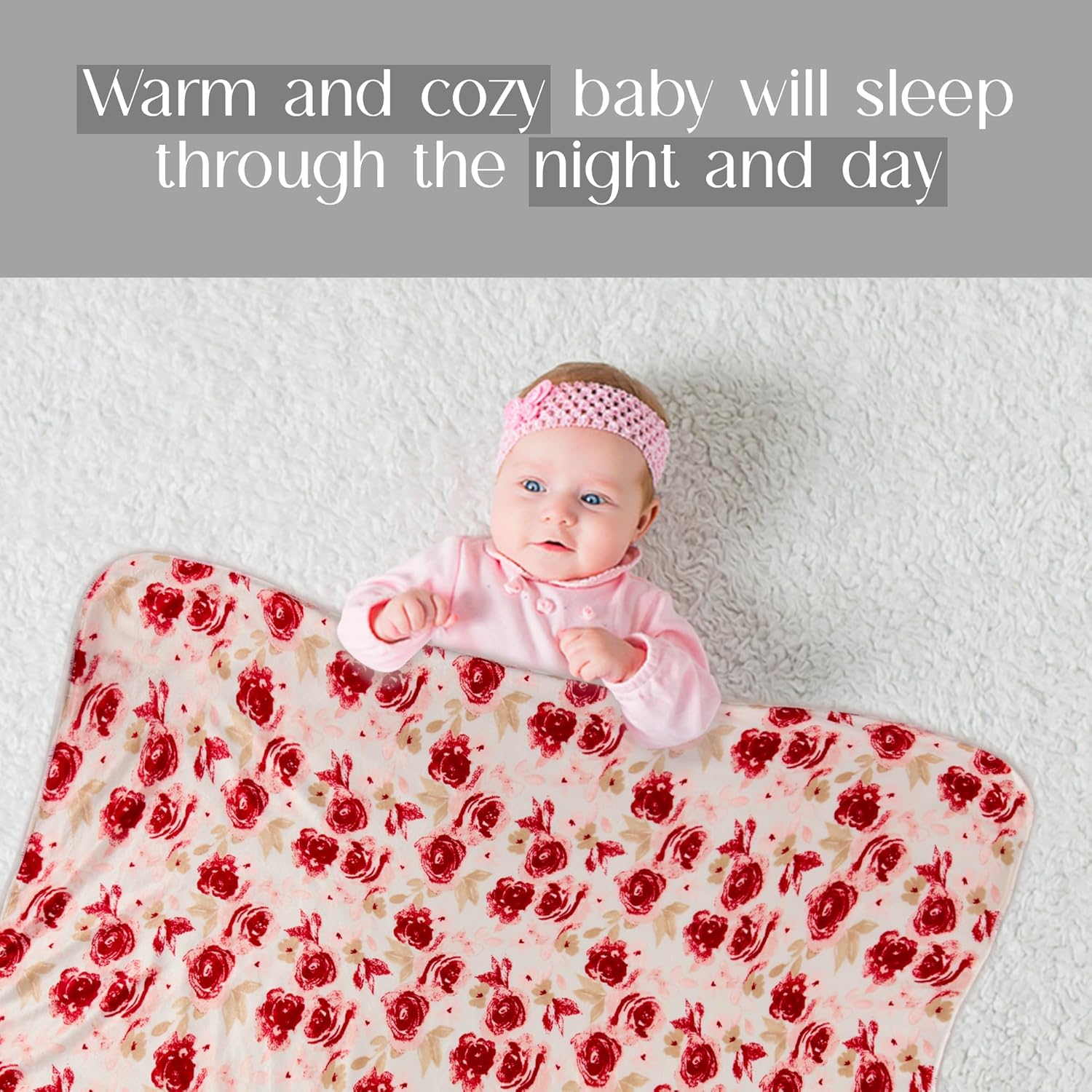 Baby Gear Soft Flower Print Blanket for Girl