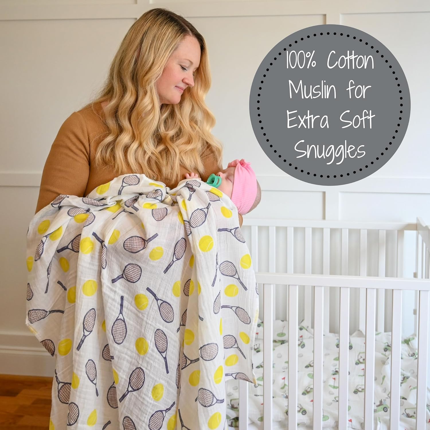 LollyBanks Tennis Print Swaddle Blanket