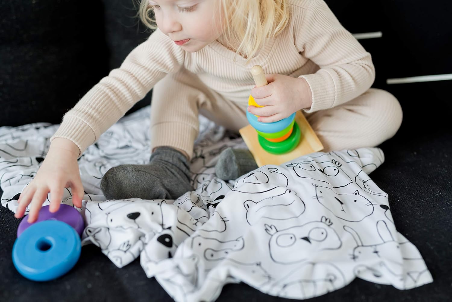 ADDISON BELLE Bamboo Viscose Swaddle Blanket 47x47 Monochrome Animals