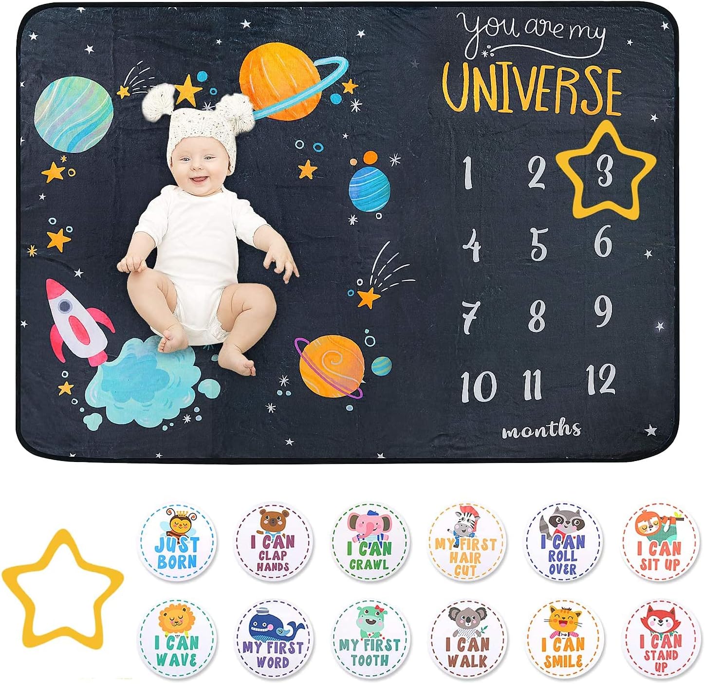 ComboJoy Baby Milestone Blanket with Stickers