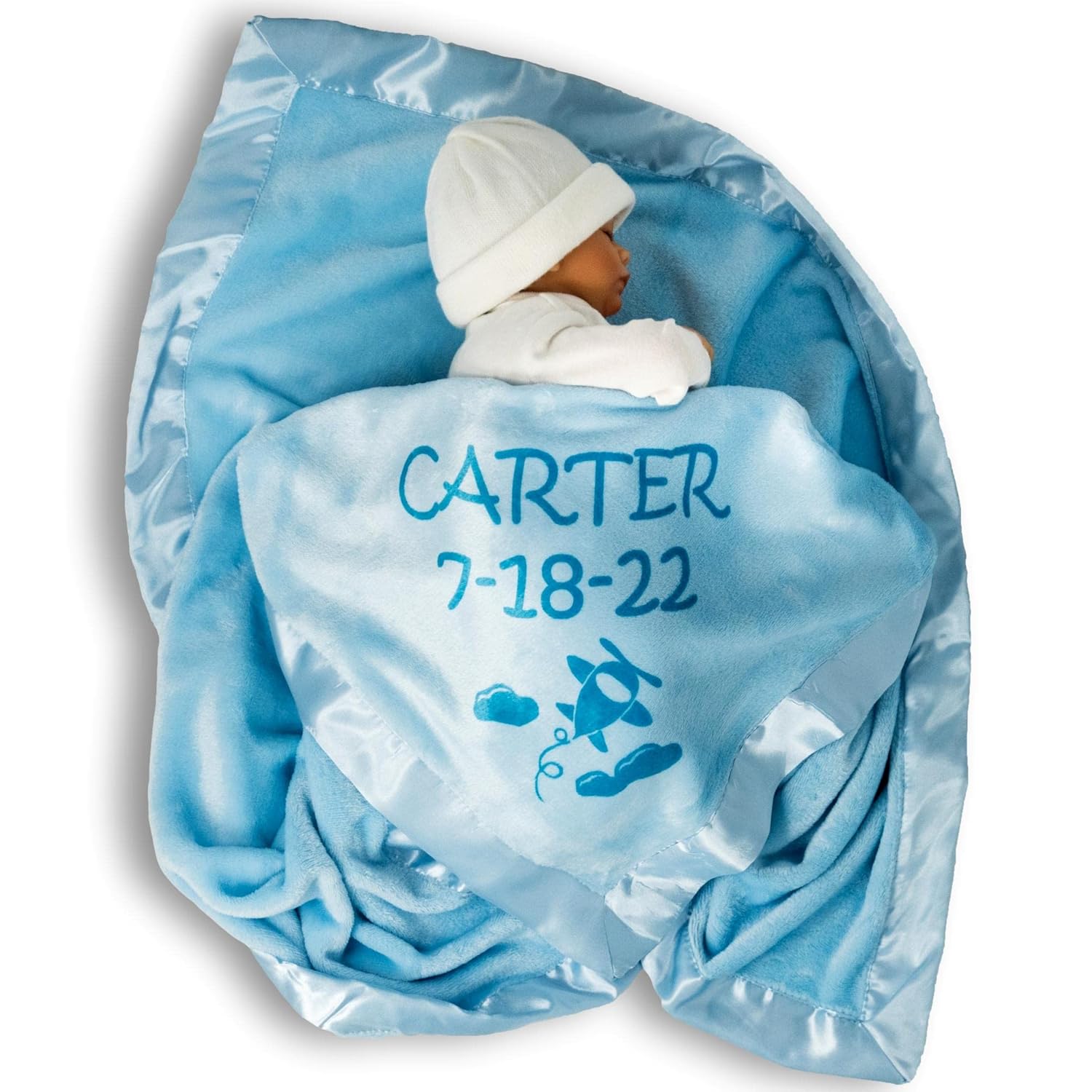 Custom Catch Personalized Baby Blanket - Blue or Pink 1