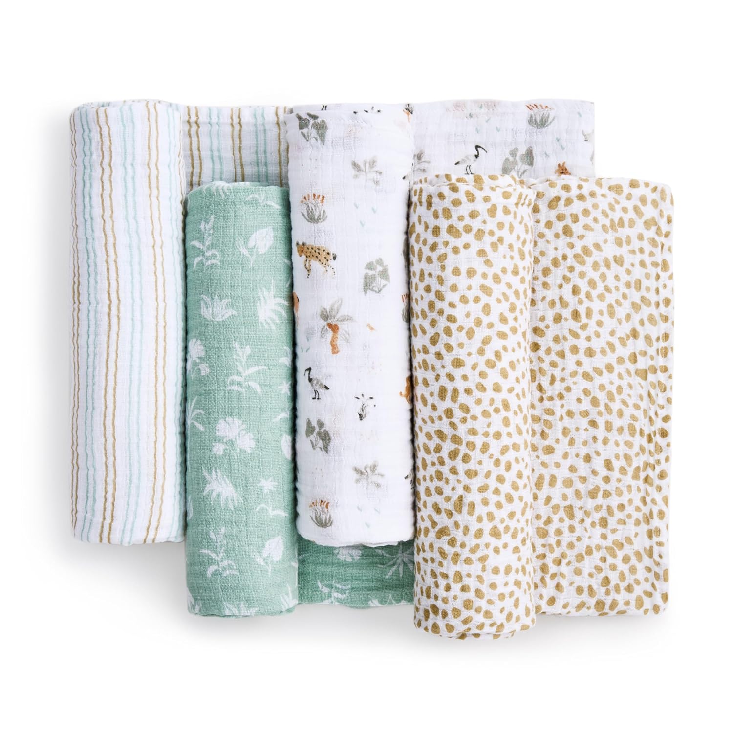 aden anais Cotton Muslin Swaddle 4 Pack Giraffe Safari