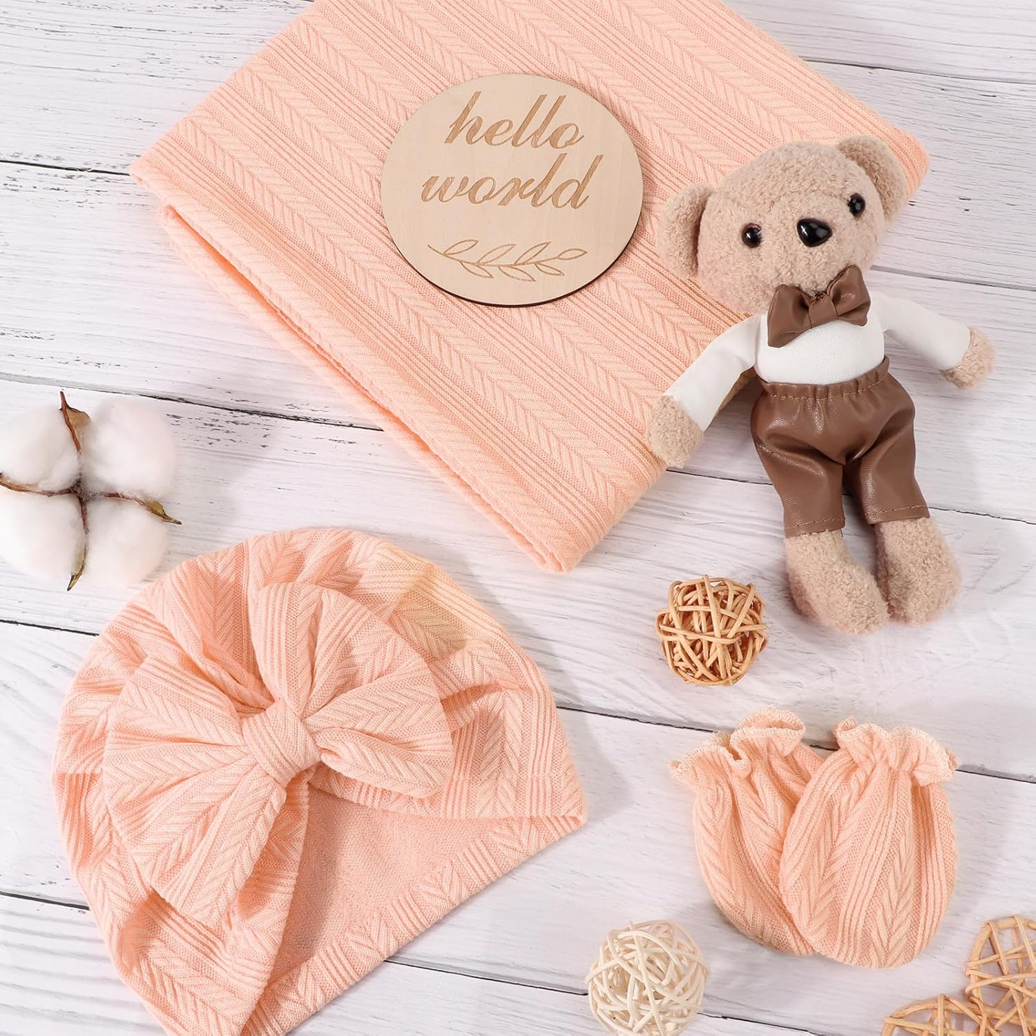 AQOKKA Newborn Receiving Blanket Set with Bow 1