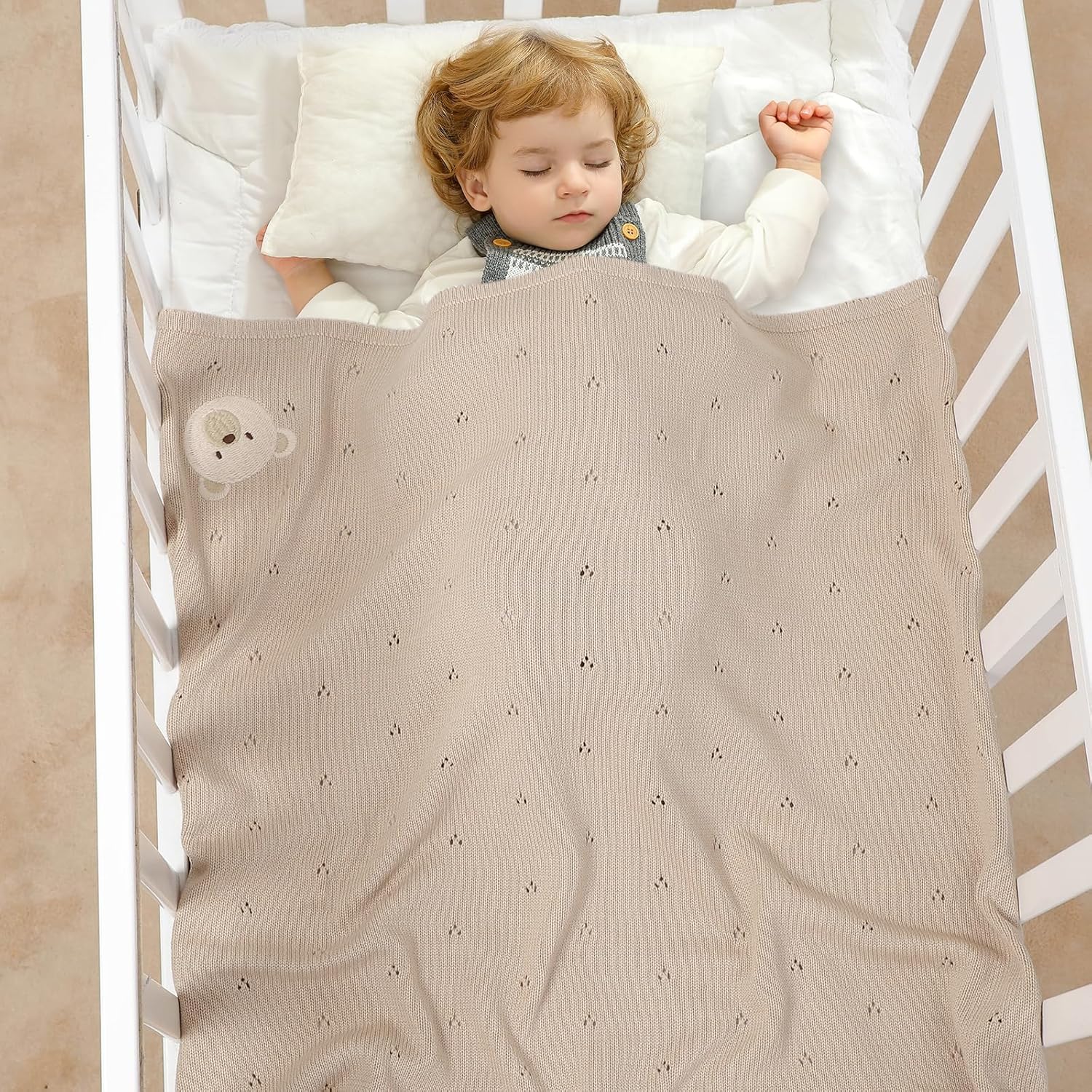 Mimixiong Organic Cotton Baby Blanket 40x30 Inch Oatmeal