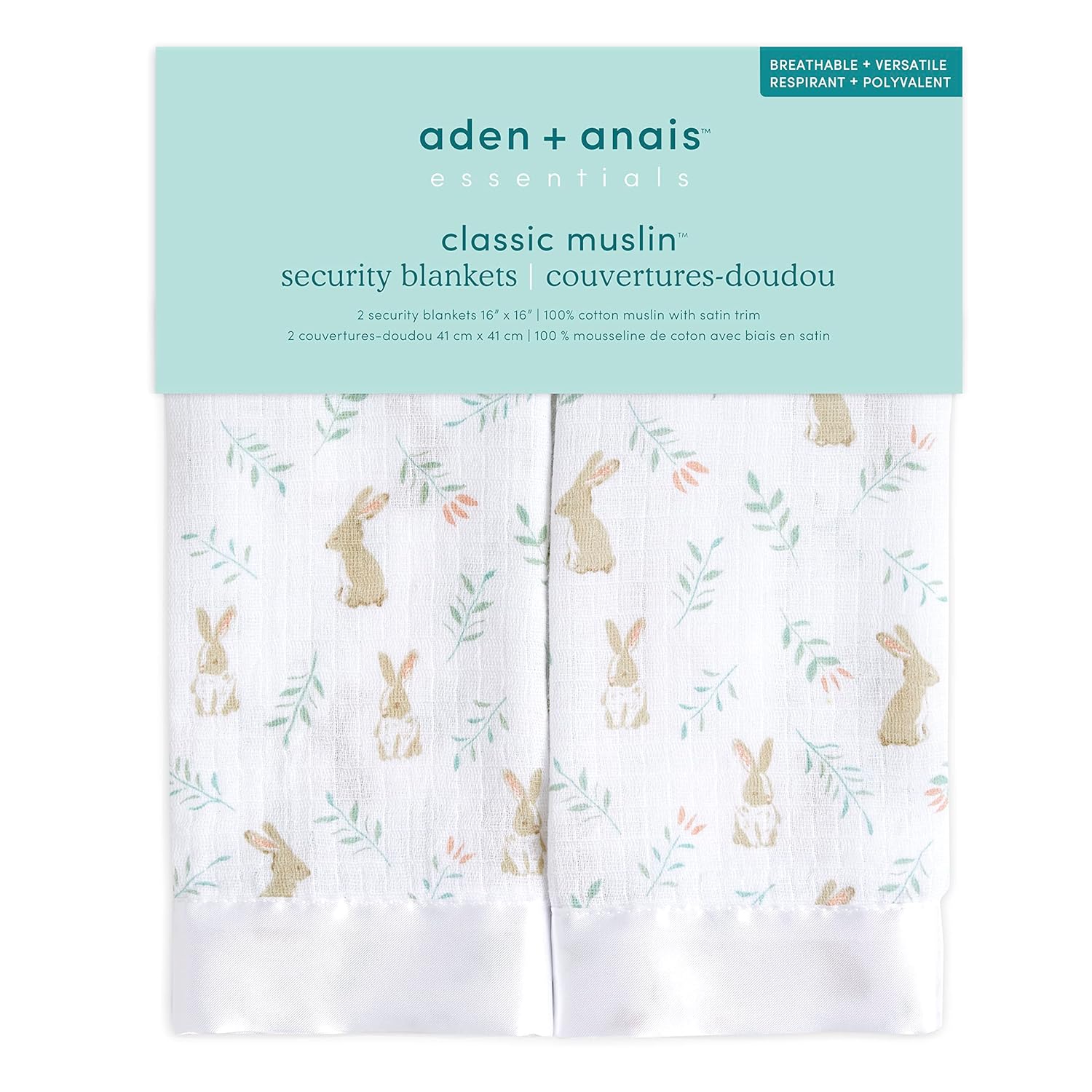 aden anais Essentials Issie Security Blankets 2 Pack Blushing Bunnies