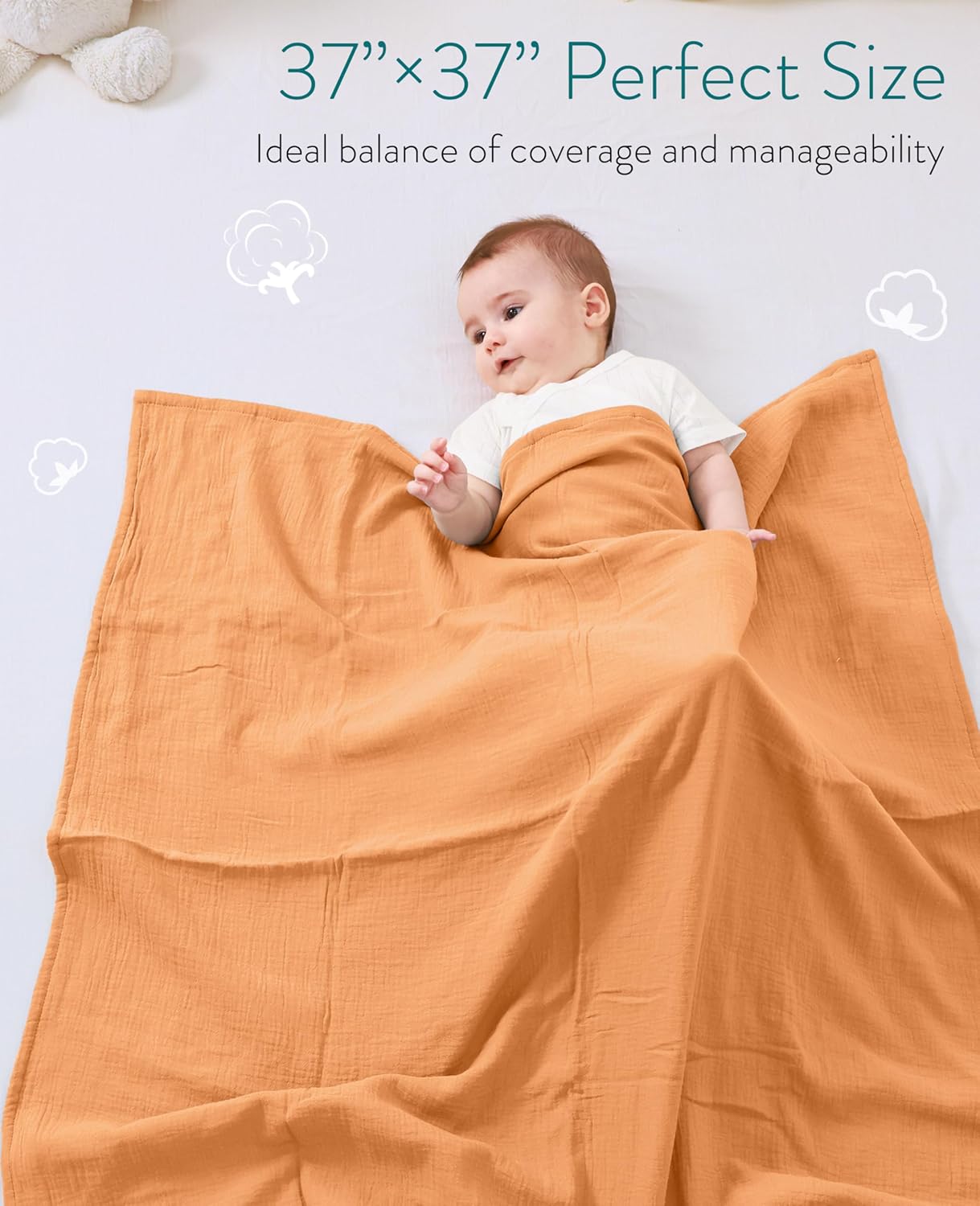Mom Beebi Muslin Baby Blanket 37x37 Camel