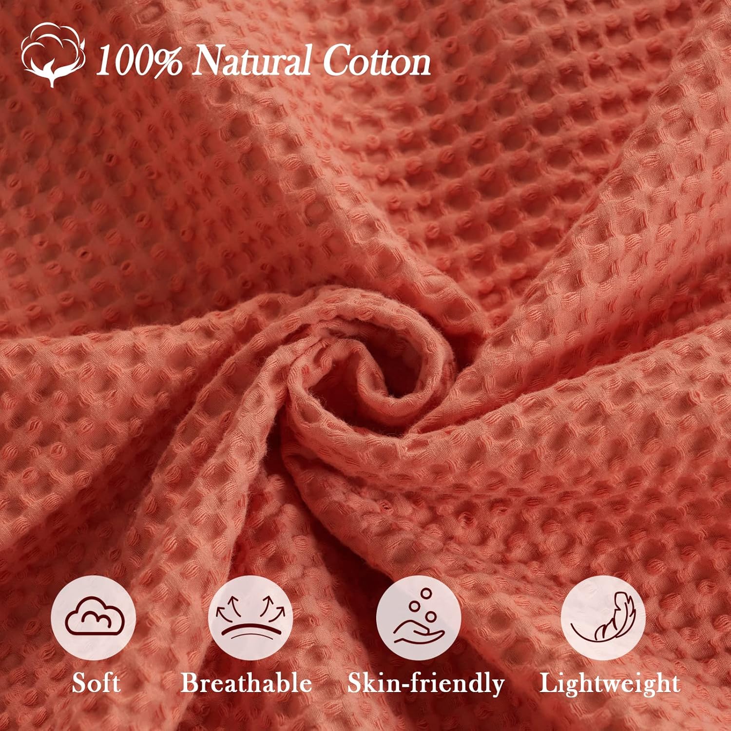 PHF 100 Cotton Baby Waffle Blanket - 30x40 Bright Orange