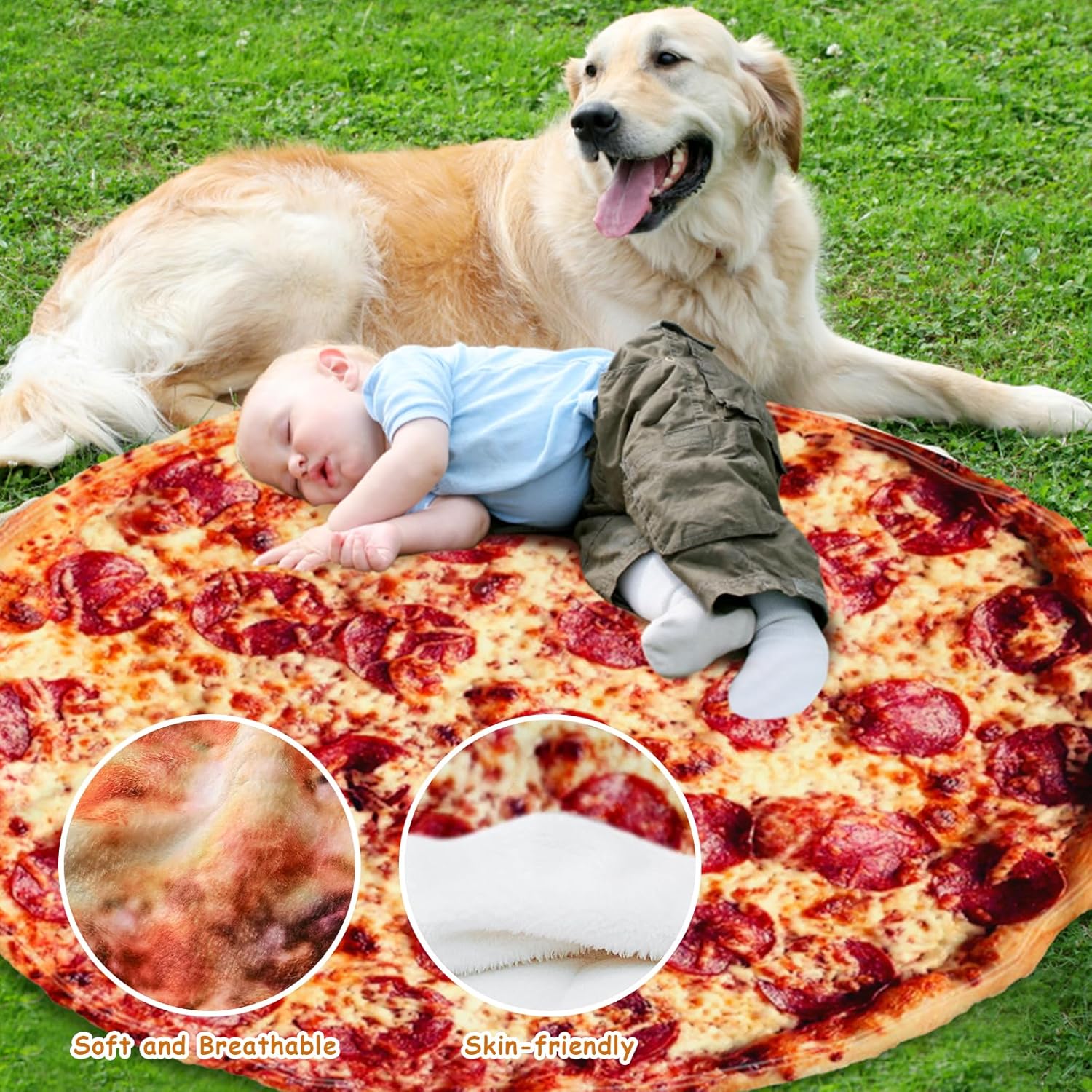 Outivity Pizza Blanket Funny Food Blanket for Baby Showers and Birthdays