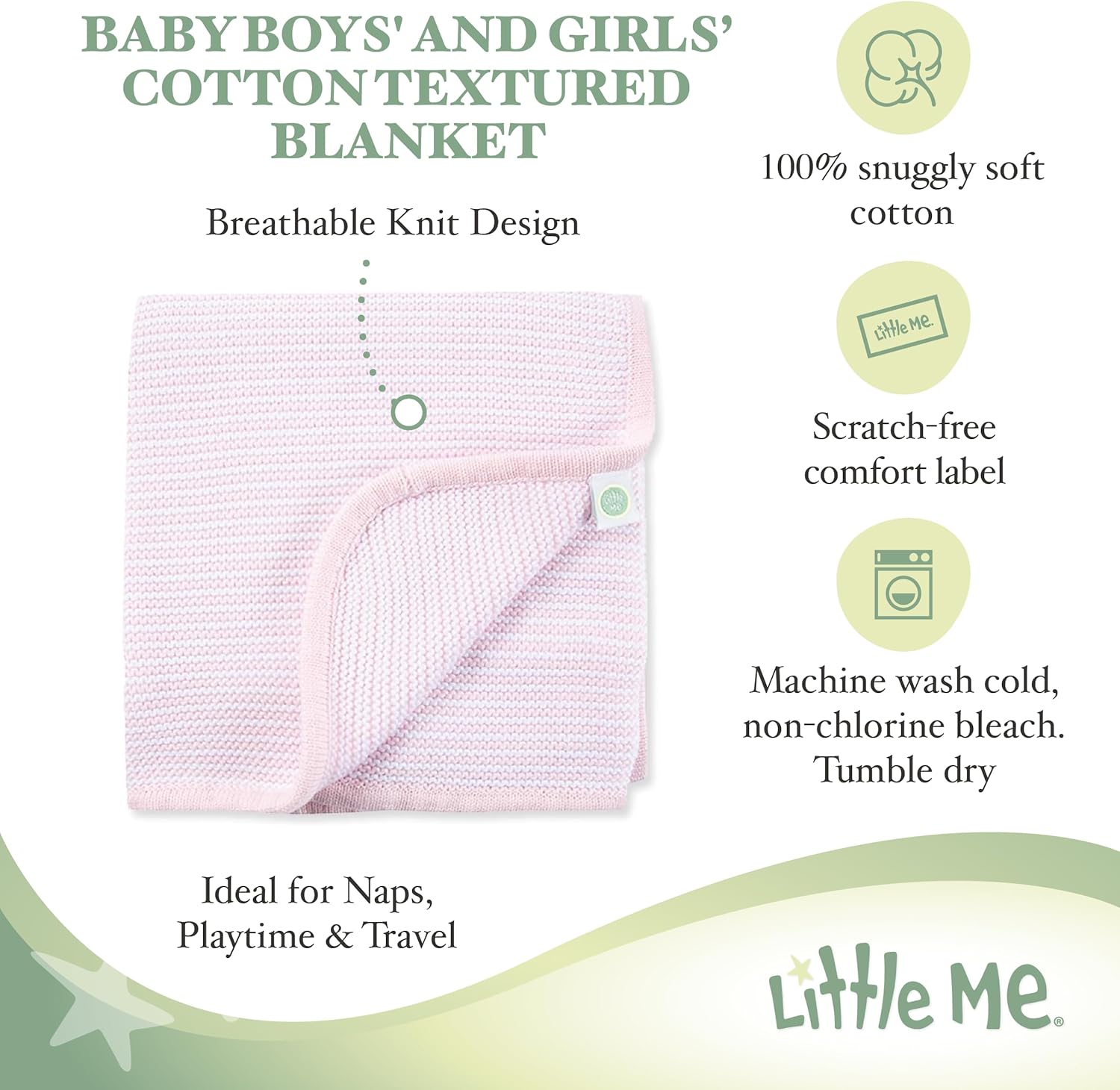 Little Me Baby Boys Textured Stripe Stroller Blanket 30x40 Inches