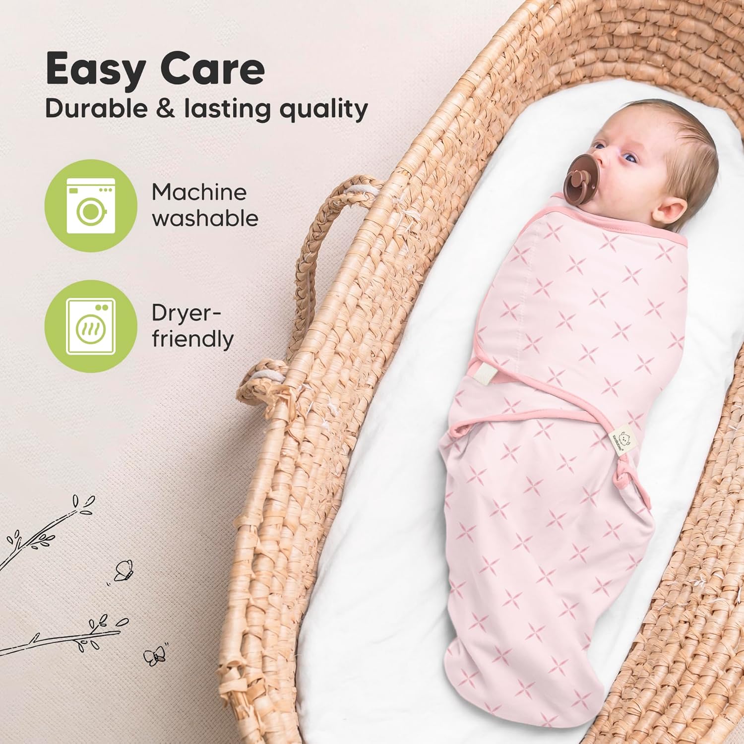 KeaBabies 3-Pack Organic Baby Sleep Sacks - Blossom L