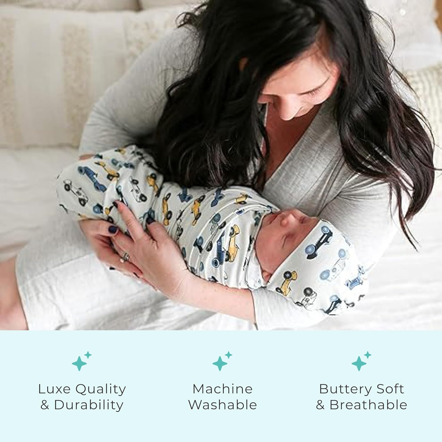 Posh Peanut Enzo Swaddle Blanket Beanie Set - Extra Large Bamboo Fabric
