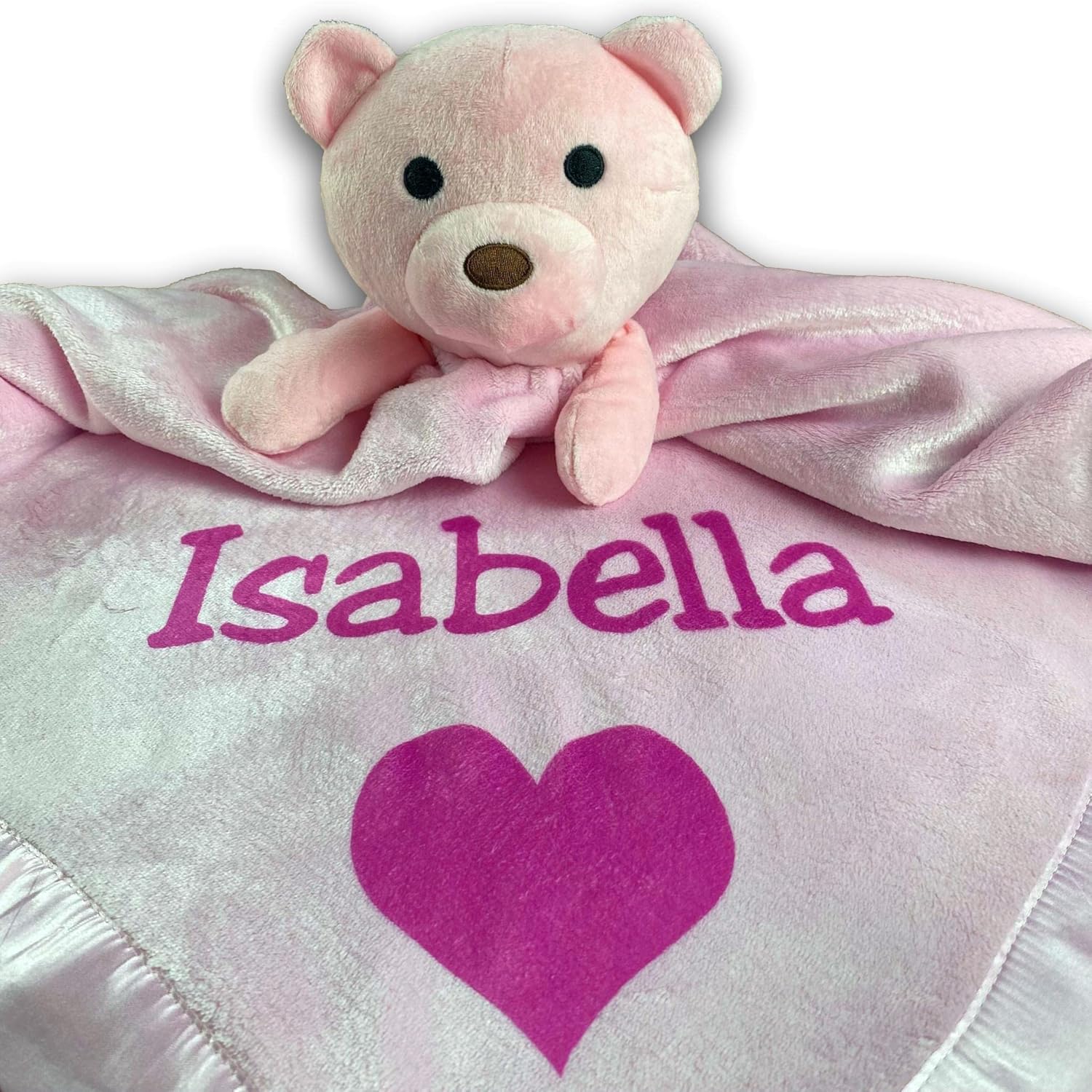 Custom Catch Personalized Teddy Bear Baby Blanket - Pink