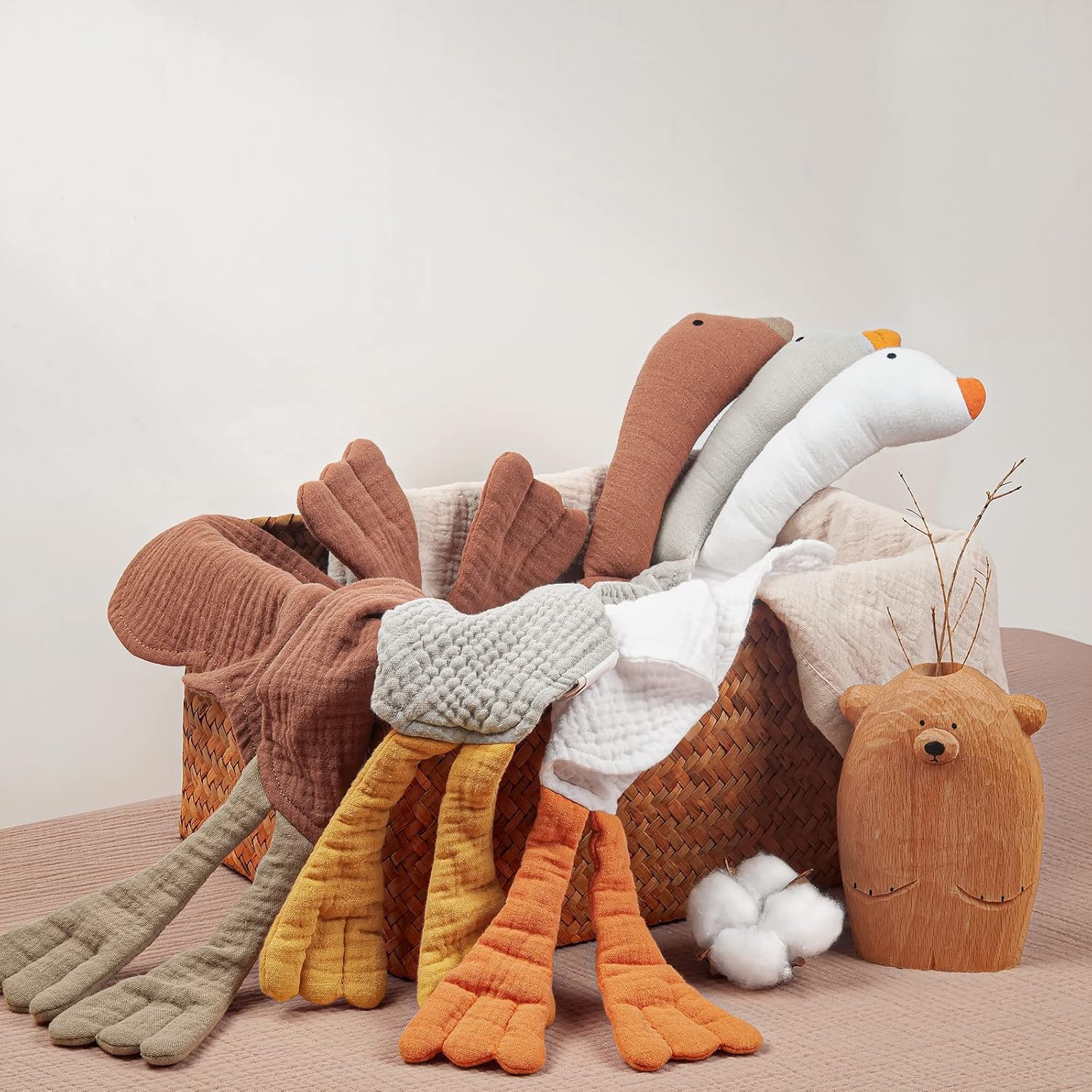 Lulu Moon Goose Security Blanket - Soft Muslin Lovey for Baby