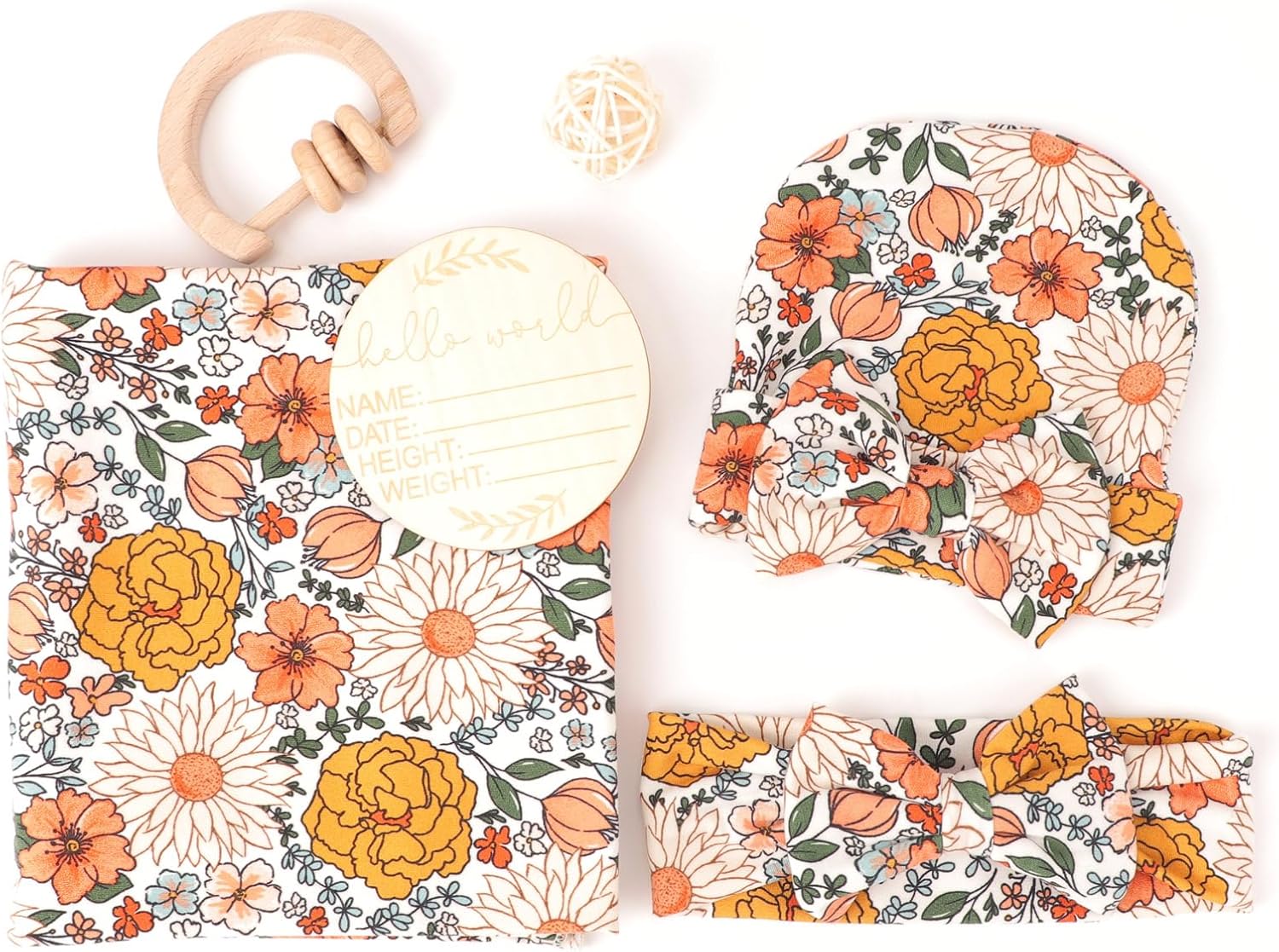 DRESHOW BQUBO Floral Swaddling Blanket Set for Newborns