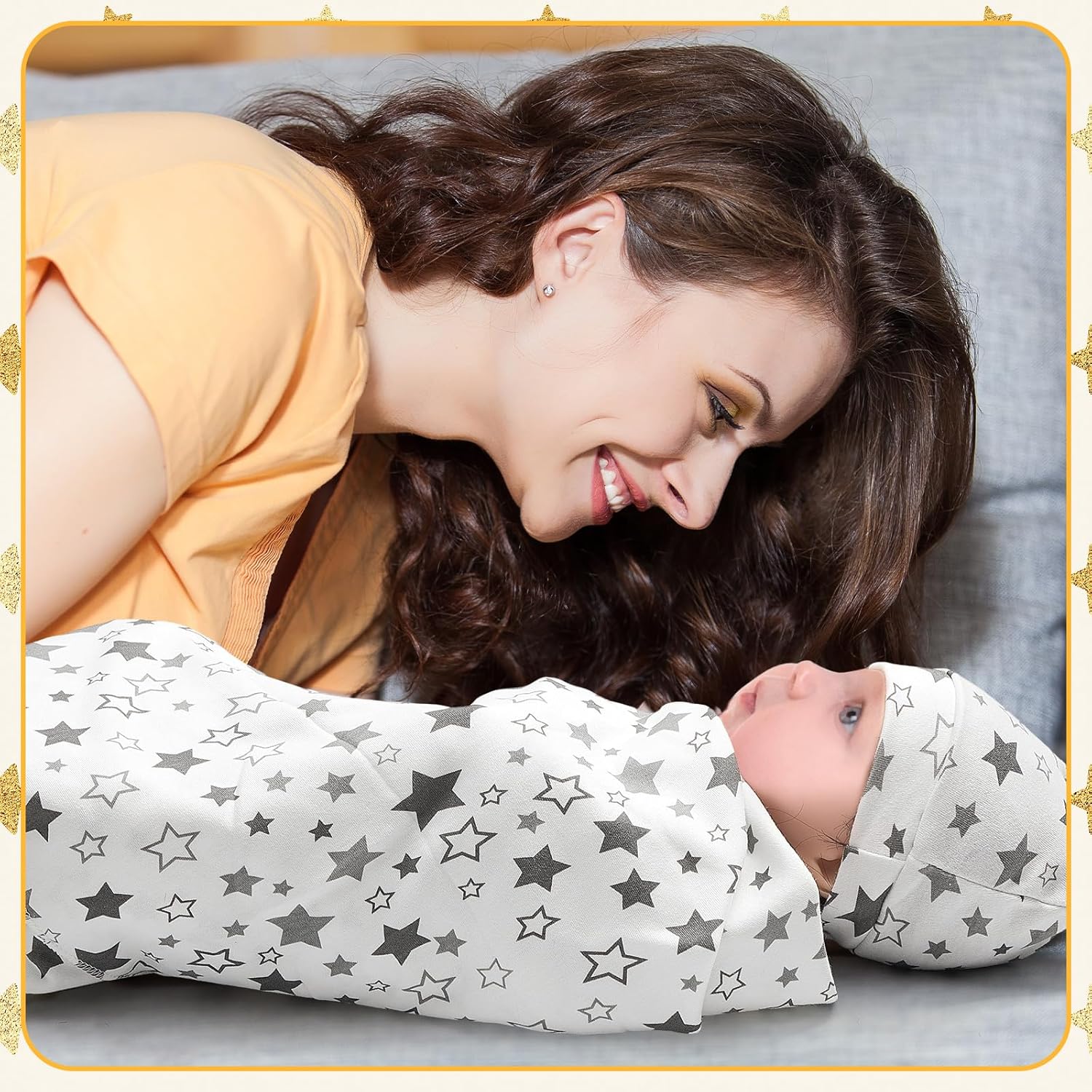 Ramede 6 Pack Cotton Baby Swaddles with Hats