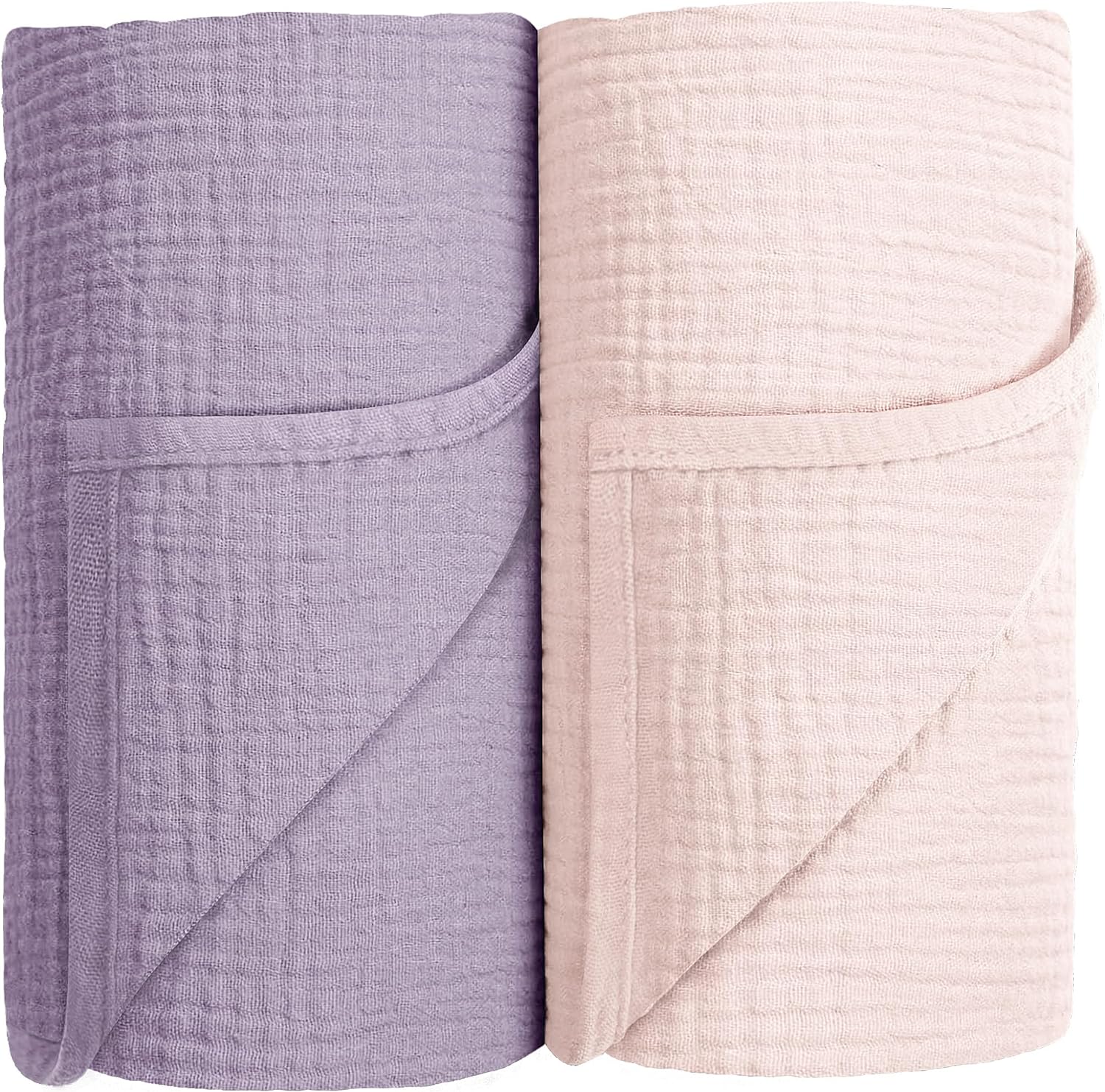 Susurration Muslin Swaddle Blanket 2Pack 40x40in Pink Purple