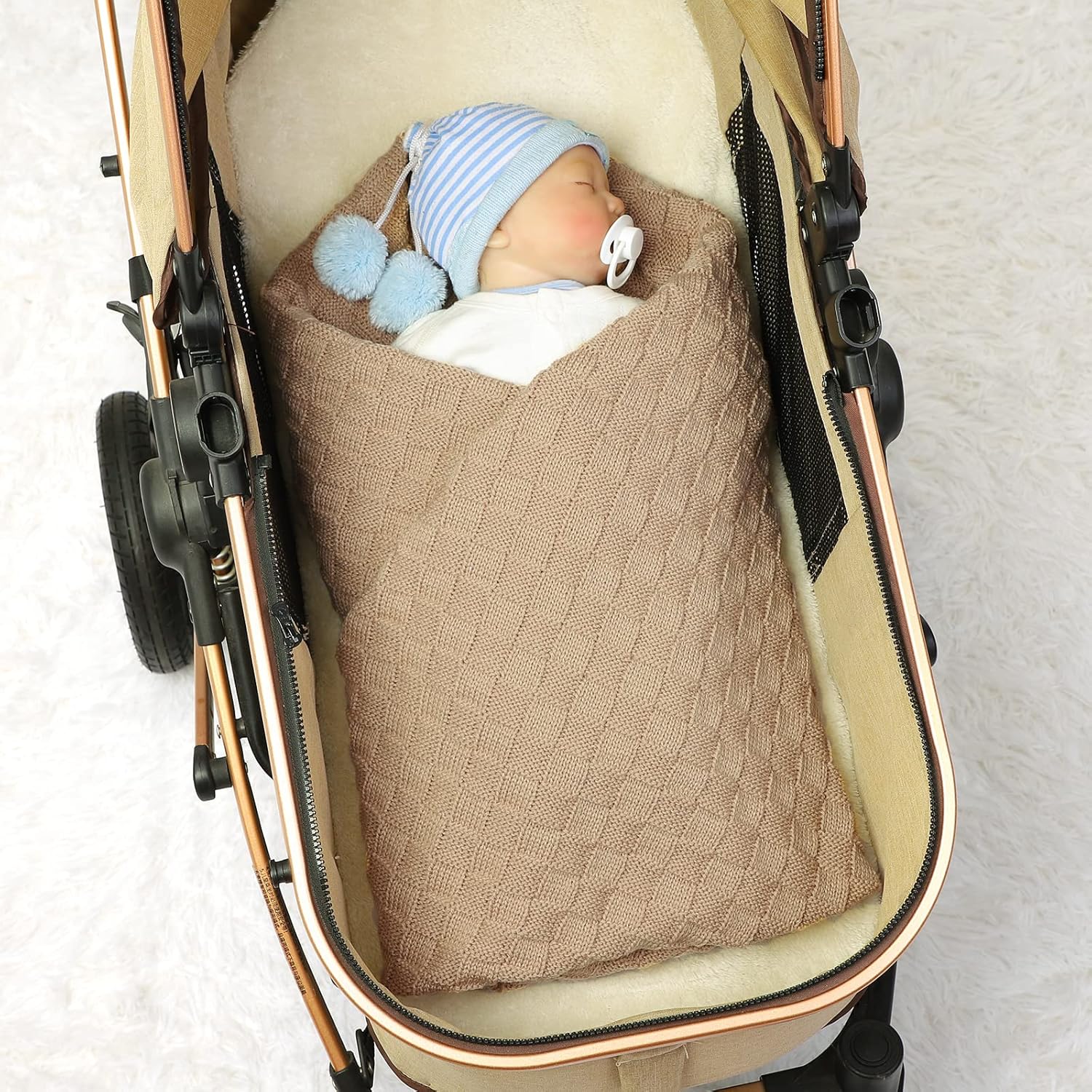 LAWKUL Baby Blanket Soft Cable Knit 40x30