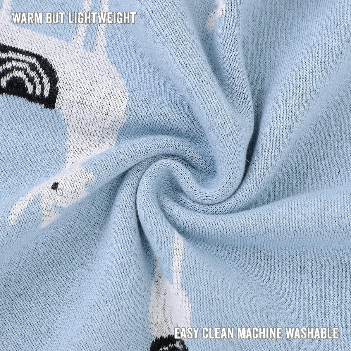 Baby Receiving Swaddle Blanket - 100 Fine Loomed Cotton Llama Pattern