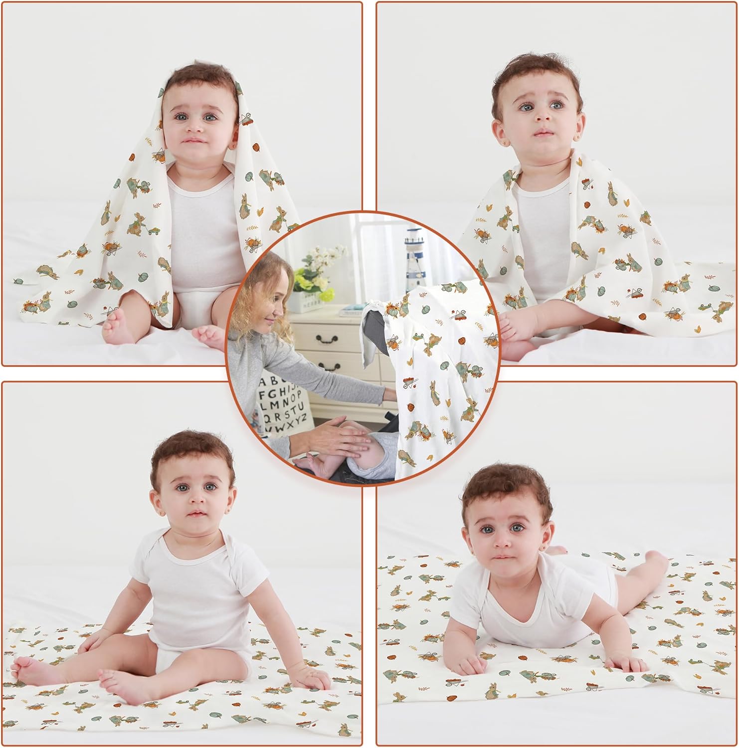 Baby Cotton Swaddle Blanket with Hat 3 Pack 0-6 Months Unisex