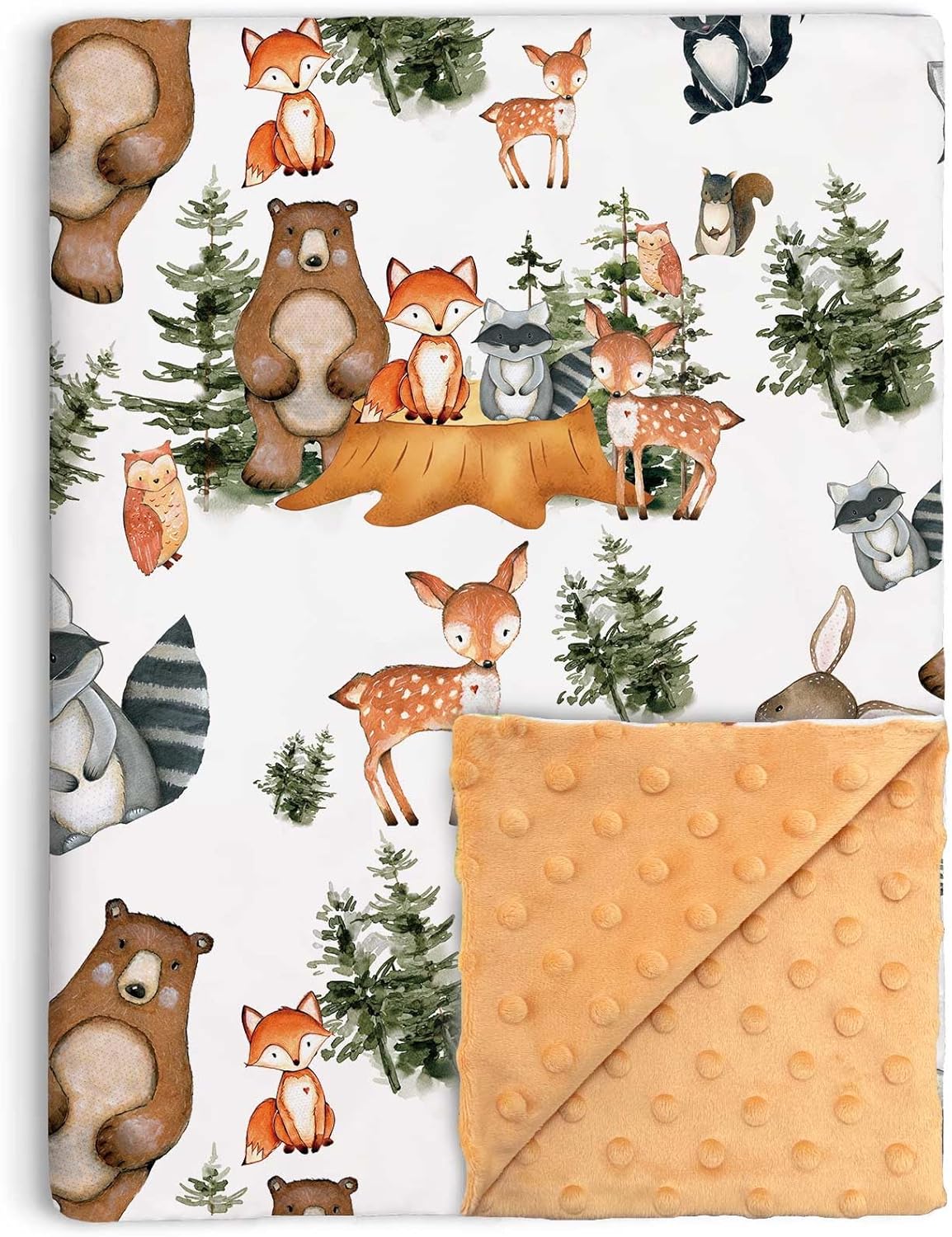 Buerhanerry Woodland Animal Baby Blanket 30x40 Soft Minky with Double Layer Dotted Backing