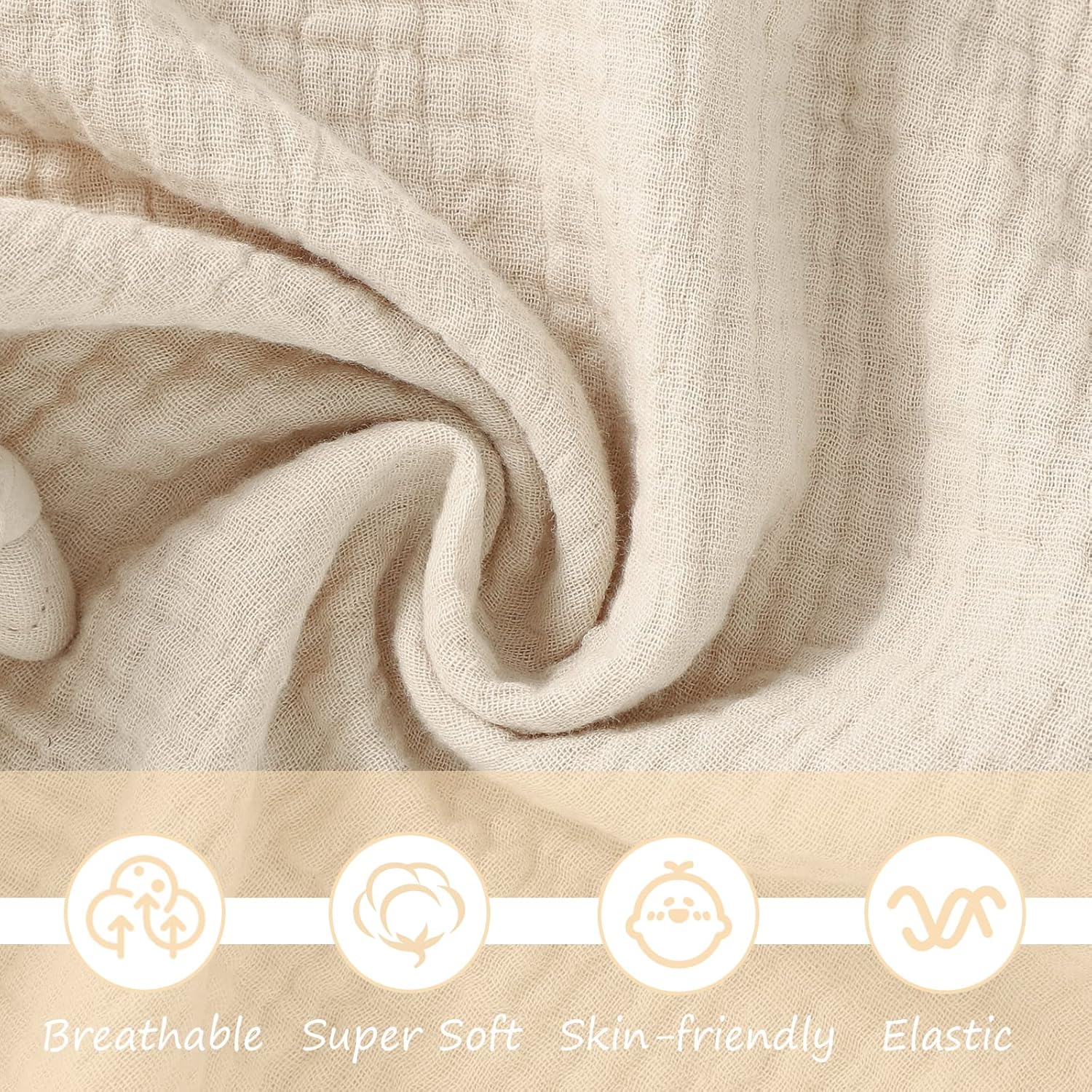 Organic Elephant Lovey Blanket Soft Muslin Baby Snuggle Toy for Boys Girls