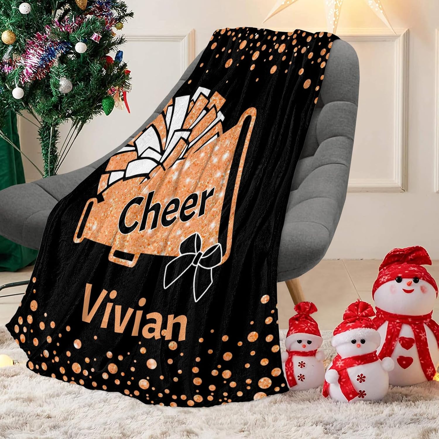 Custom Blanket with Name Cheerleaders Orange 30x40inch Swaddling Blanket