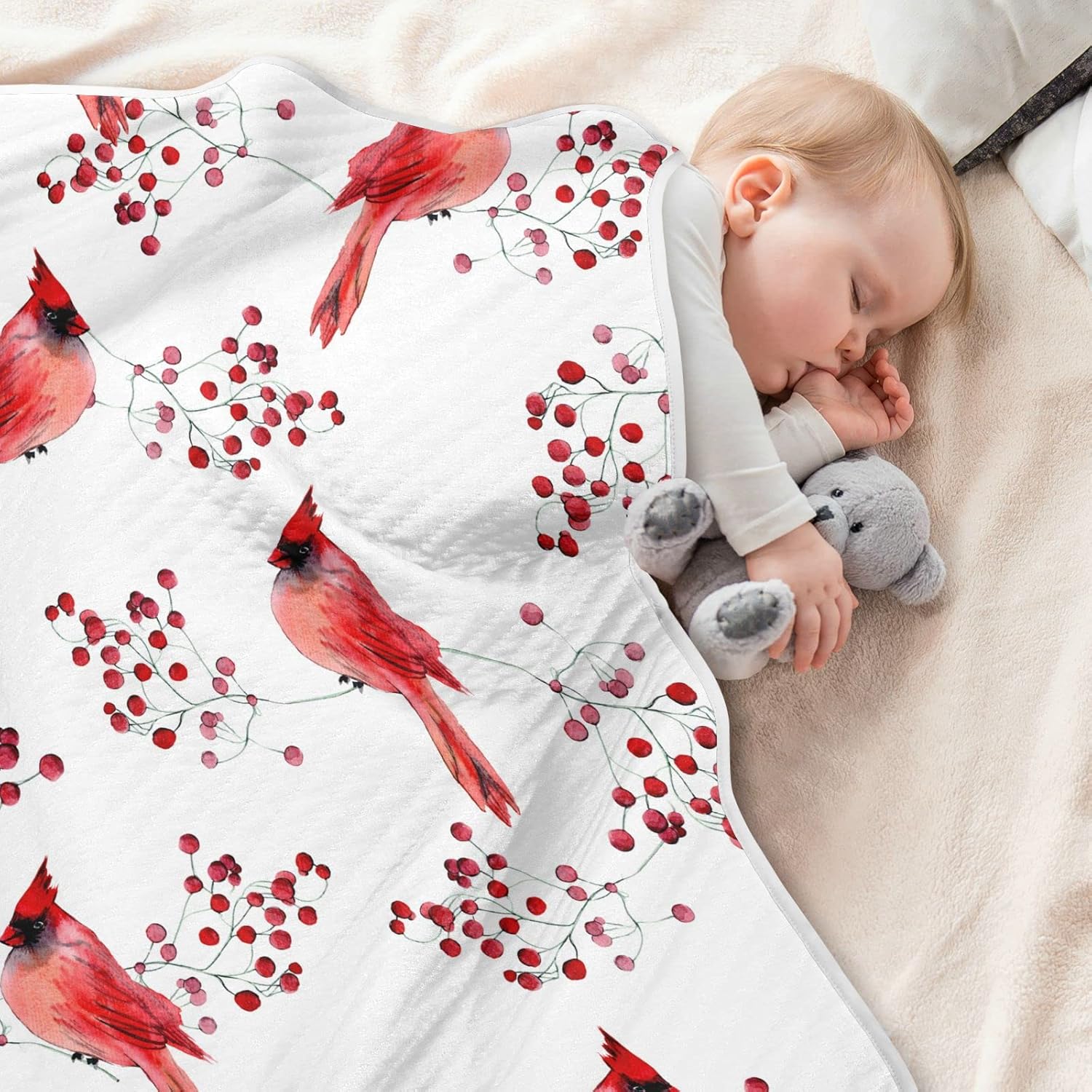 Ollabaky 30x40 Cute Red Birds Baby Blanket