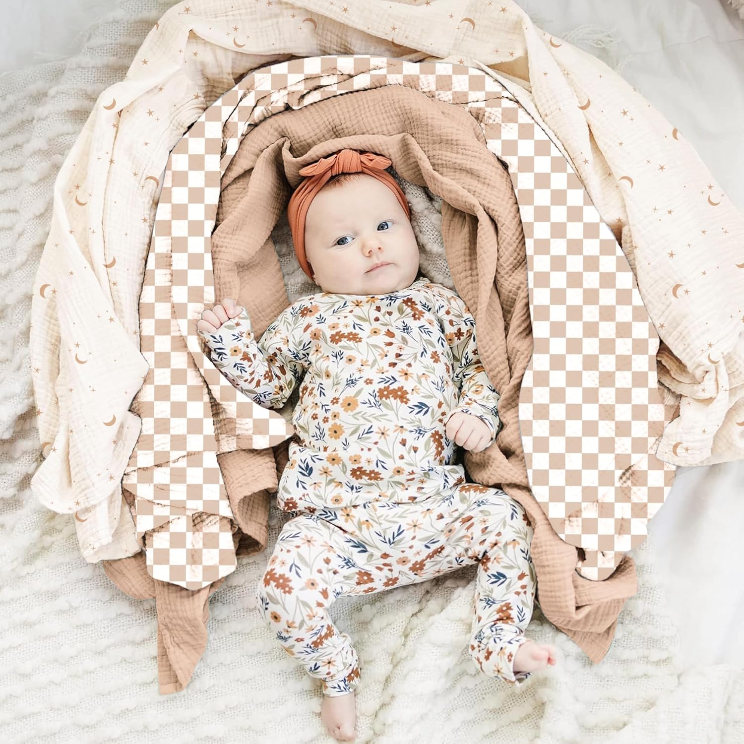 Konssy 3 Pack Muslin Swaddle Blankets for Newborn 1