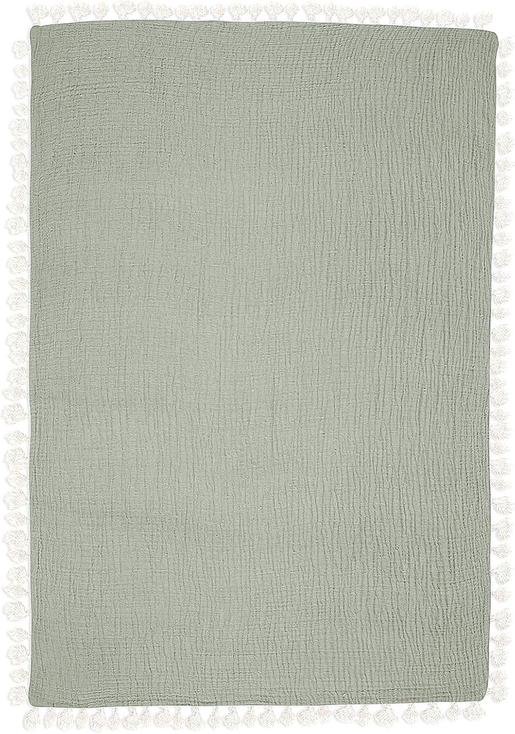 Crane Baby 6-Layer Green Muslin Blanket 30 x 40