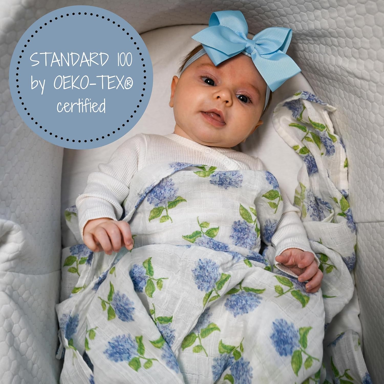 LollyBanks Hydrangea Print Swaddle Blanket 47x47 Inches