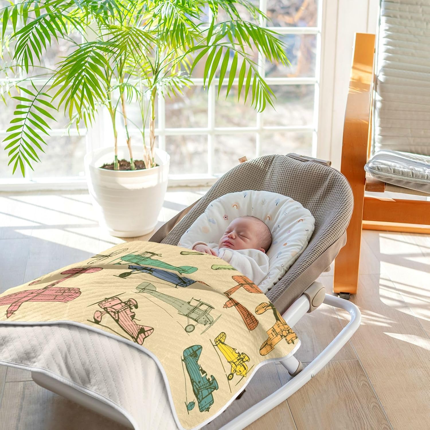 Pigsaly Vintage Airplane Baby Blanket 30x40in