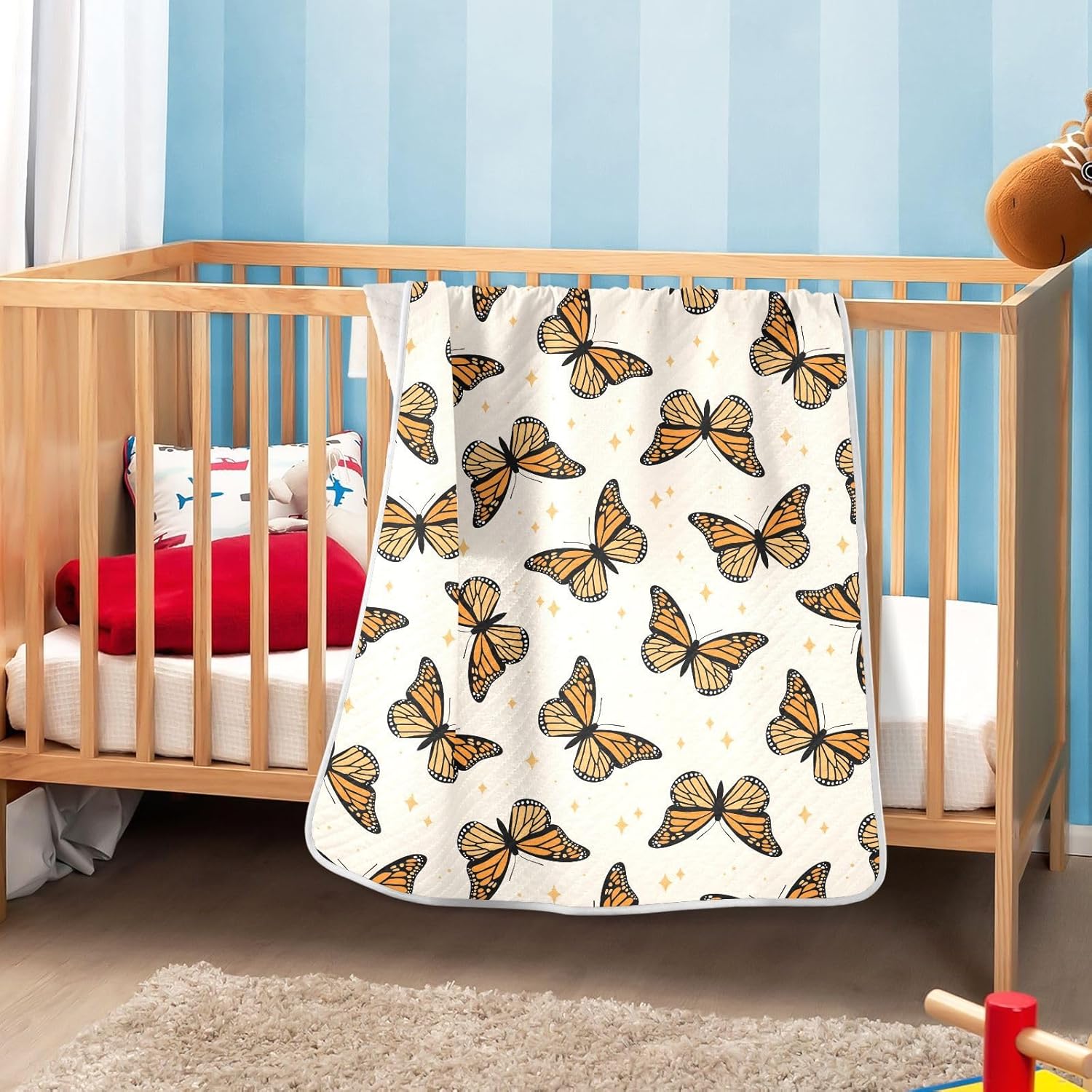 KICPOAY Swaddle Blanket for Brown Monarch Butterflies Baby Receiving Blanket
