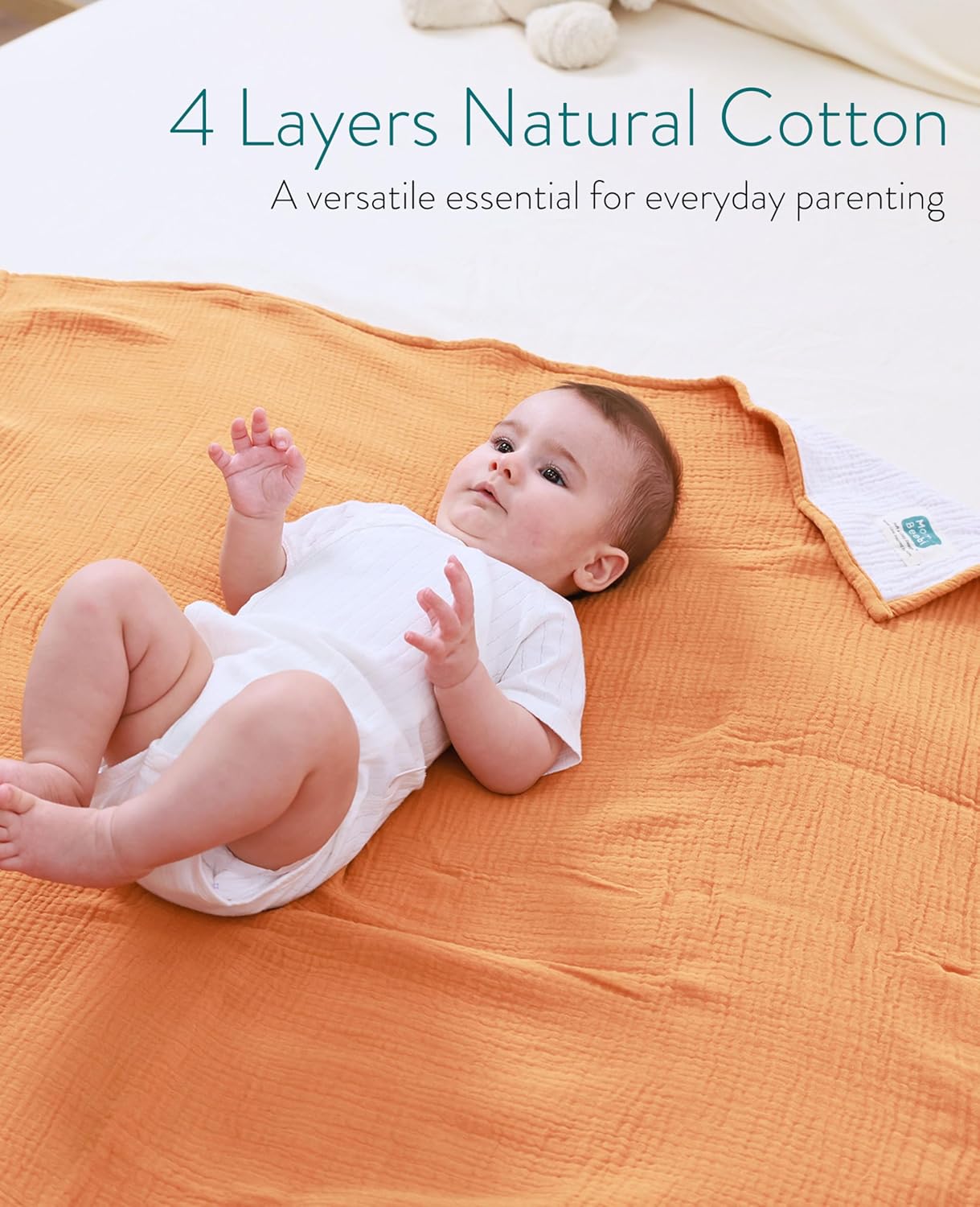 Mom Beebi Muslin Baby Blanket 37x37 Camel