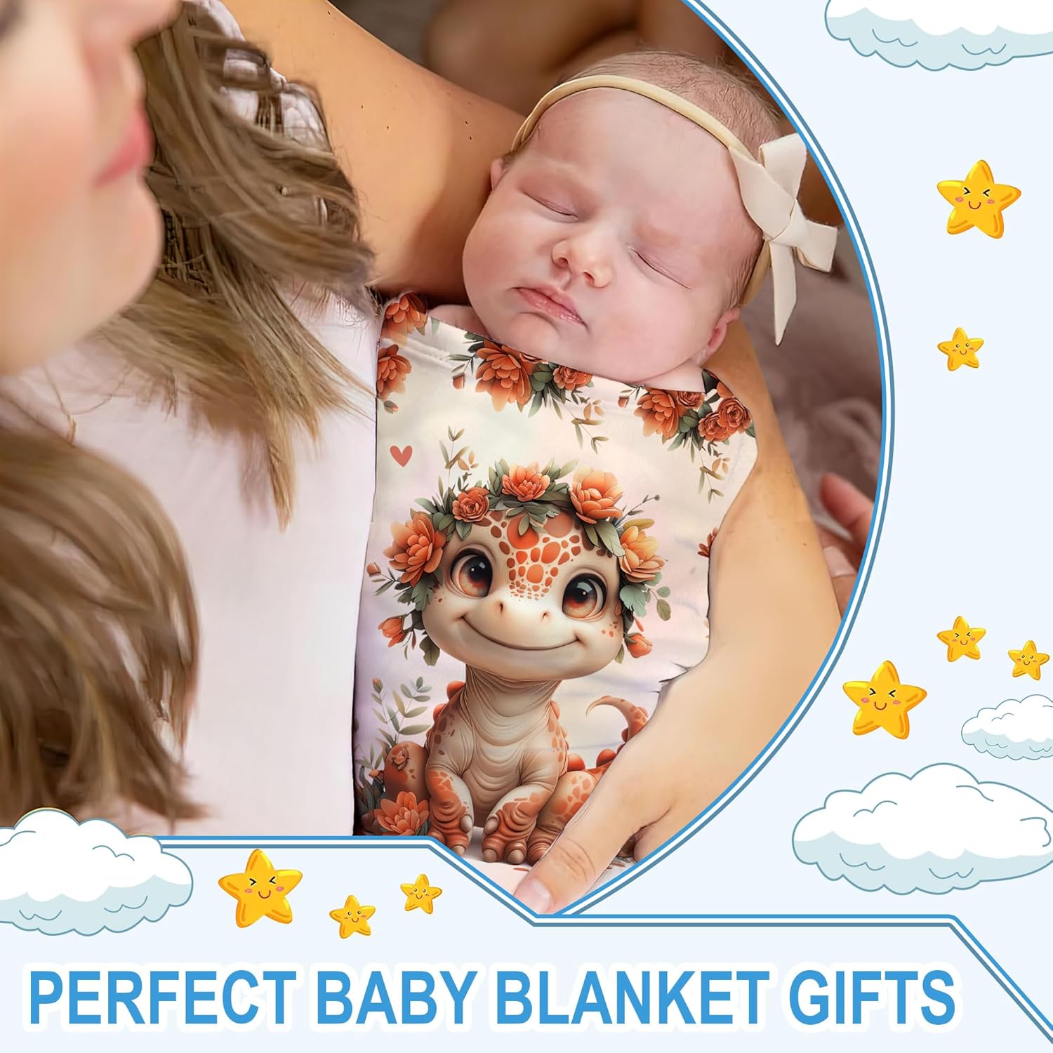Hyturtle Personalized Dinosaur Baby Blanket - Cozy Plush Gift for Newborn