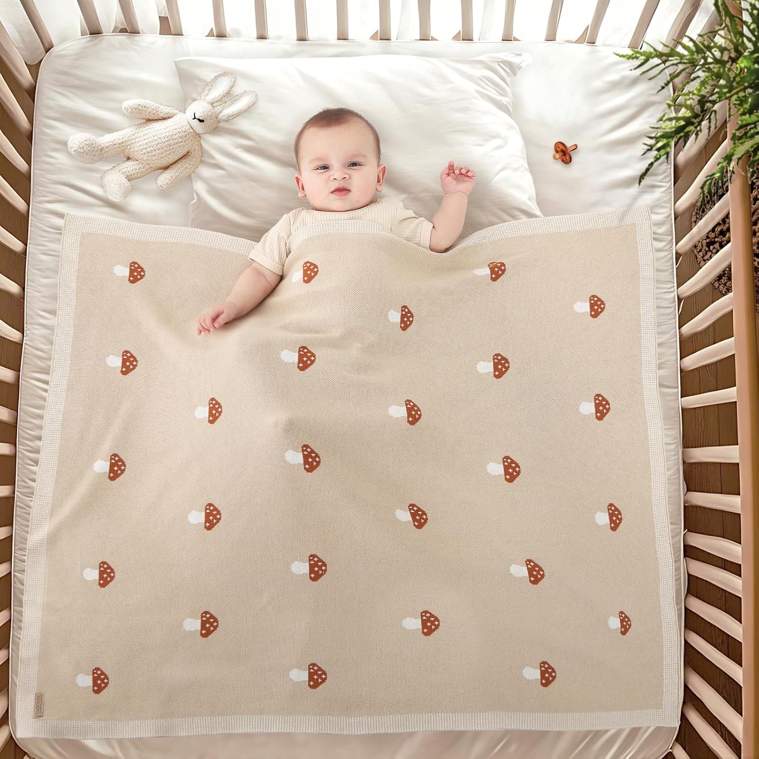 Mushroom Baby Blanket 100 Cotton Swaddle 1