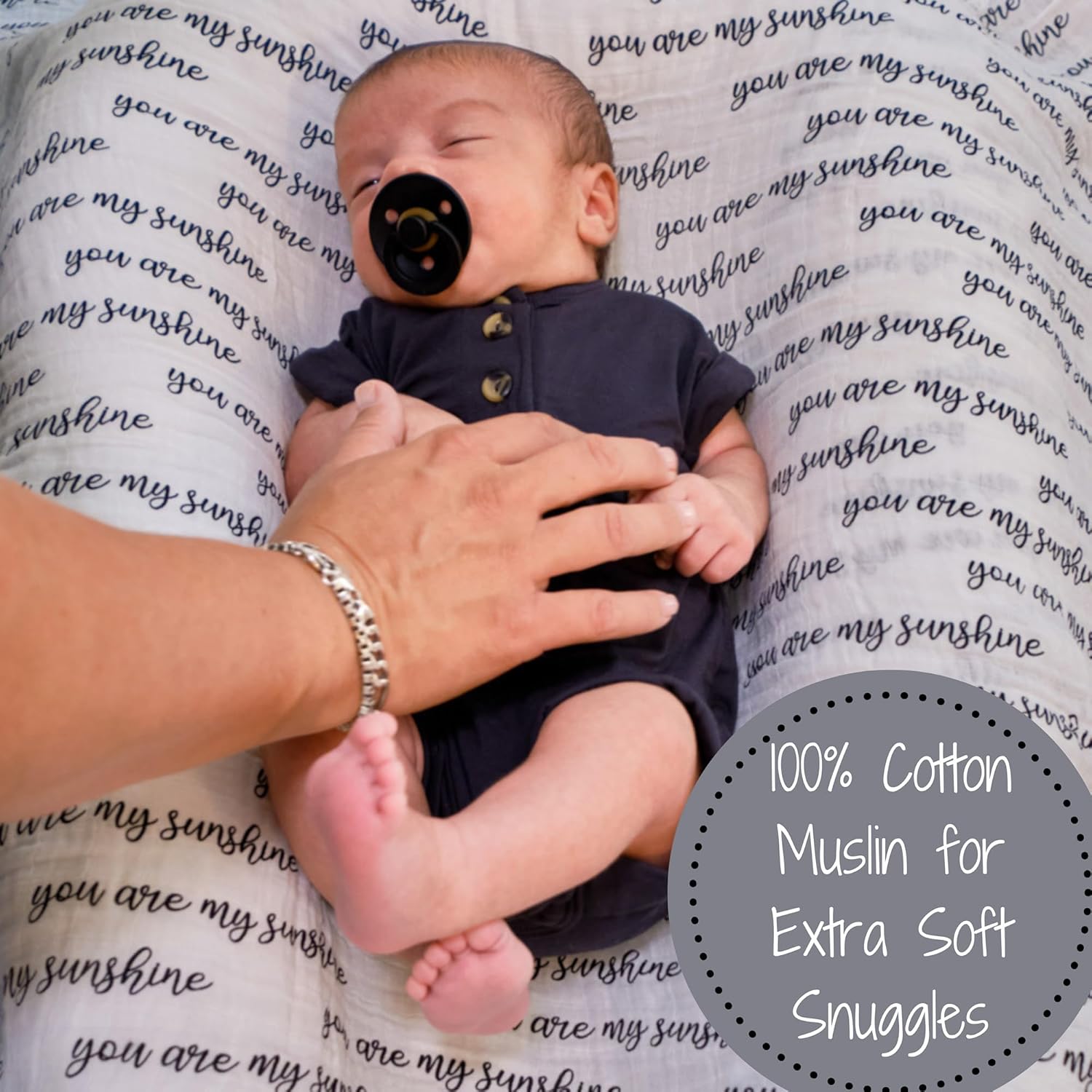 LollyBanks Baby Swaddle Blanket - You are My Sunshine Print