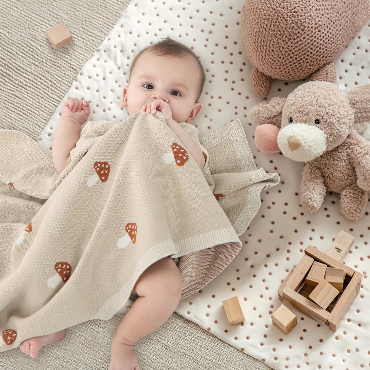 Mushroom Baby Blanket 100 Cotton Swaddle 1