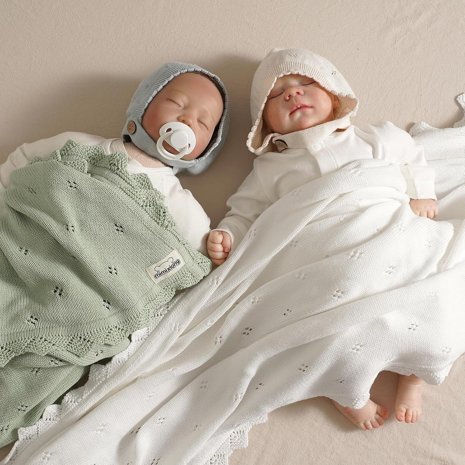 Mimixiong Cotton Baby Blanket Swaddling 30x40 Inch Sage Green
