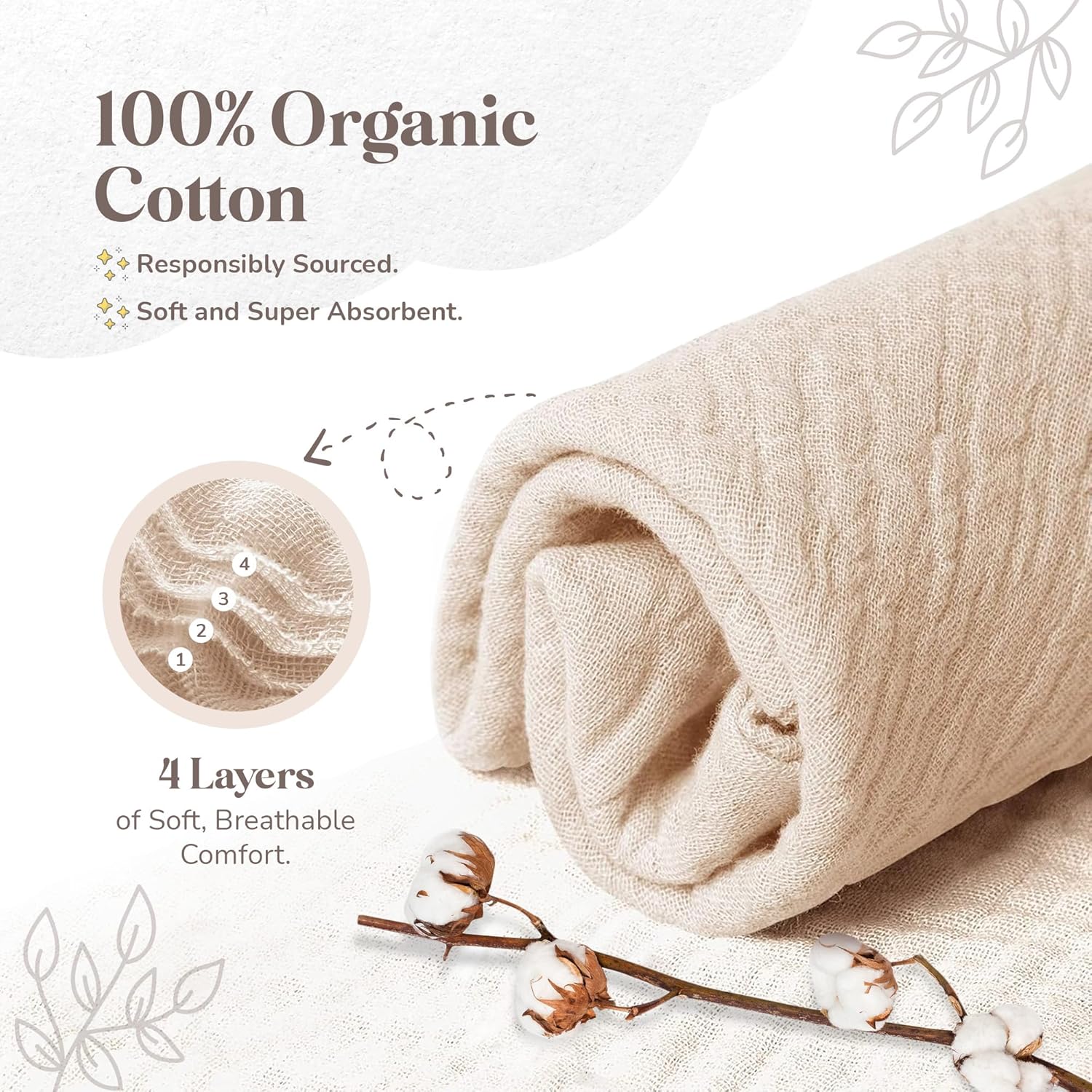 Mikito Organic Cotton Baby Muslin Lovey Bunny