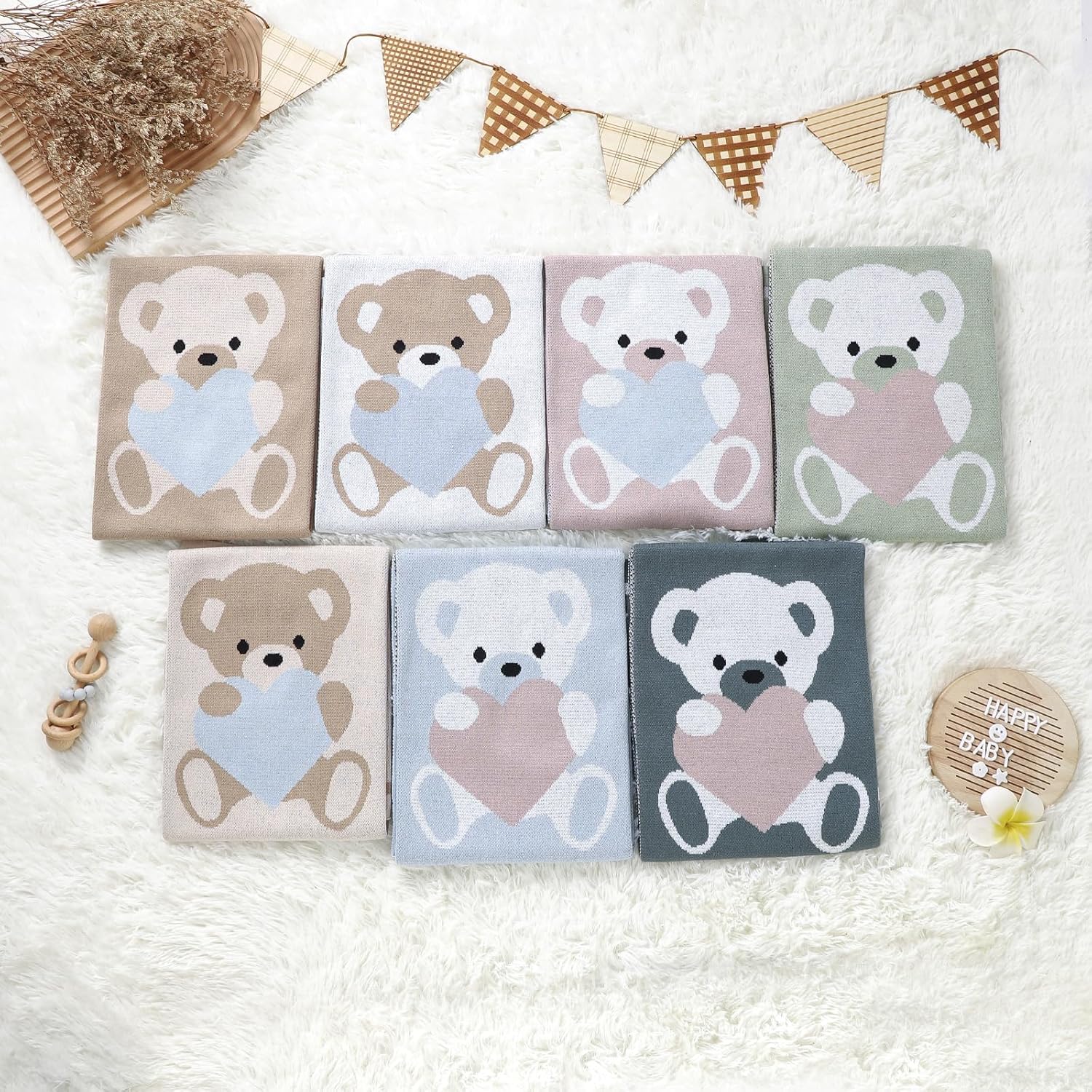 LAWKUL Baby Blanket Adorable Bear 40x30in Soft Swaddle