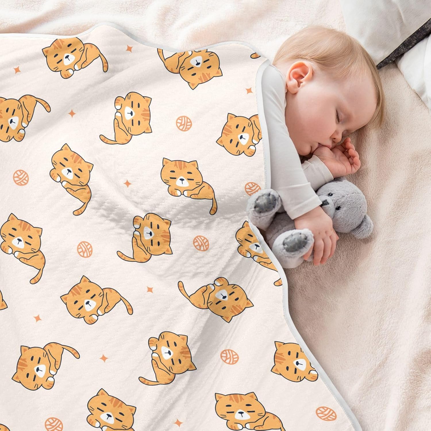 Cute Orange Cats Swaddle Blanket for Newborn Baby