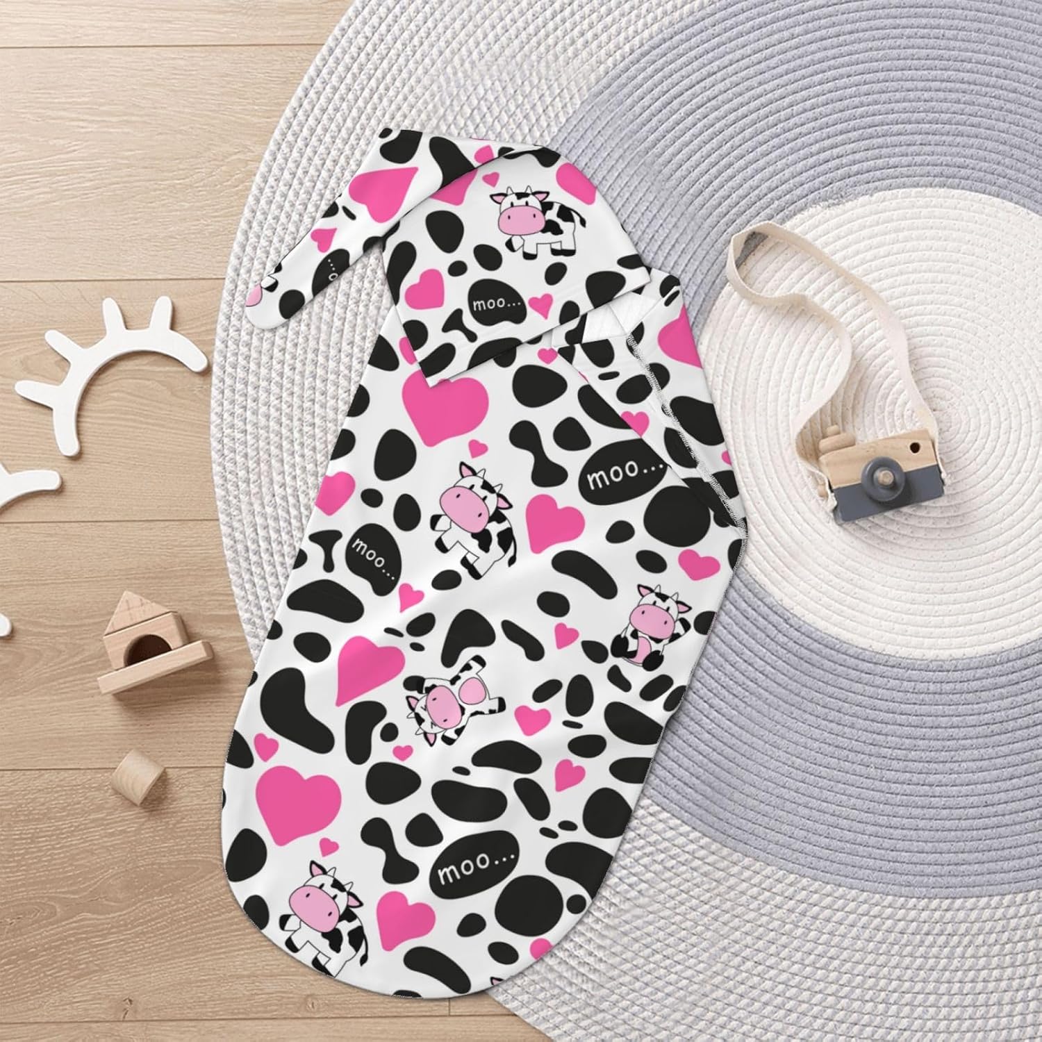 Figtihw Cute Cow Swaddle Blanket for Newborn Baby