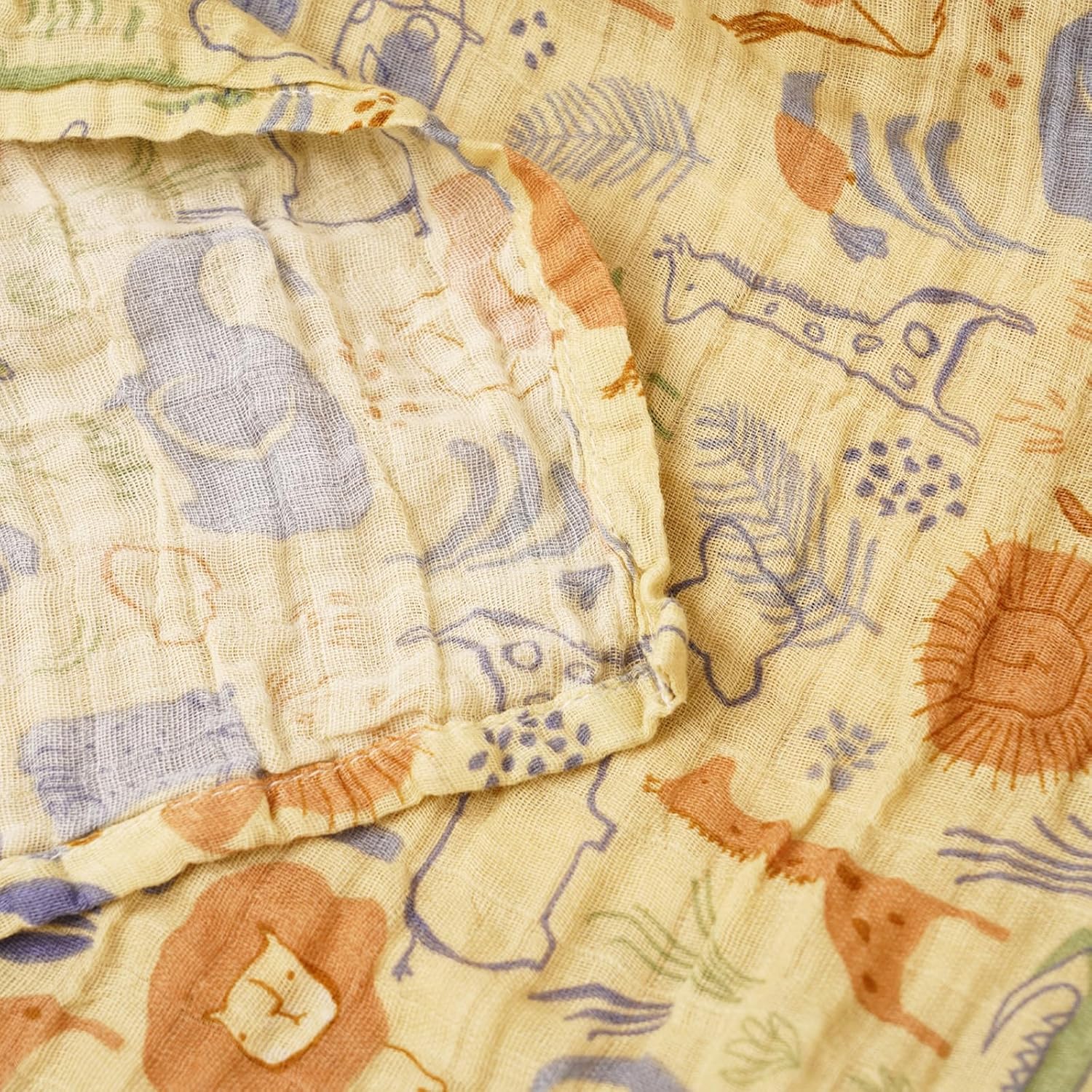 CoolaPeach Muslin Swaddle Blankets 3 Pack Jungle Pattern