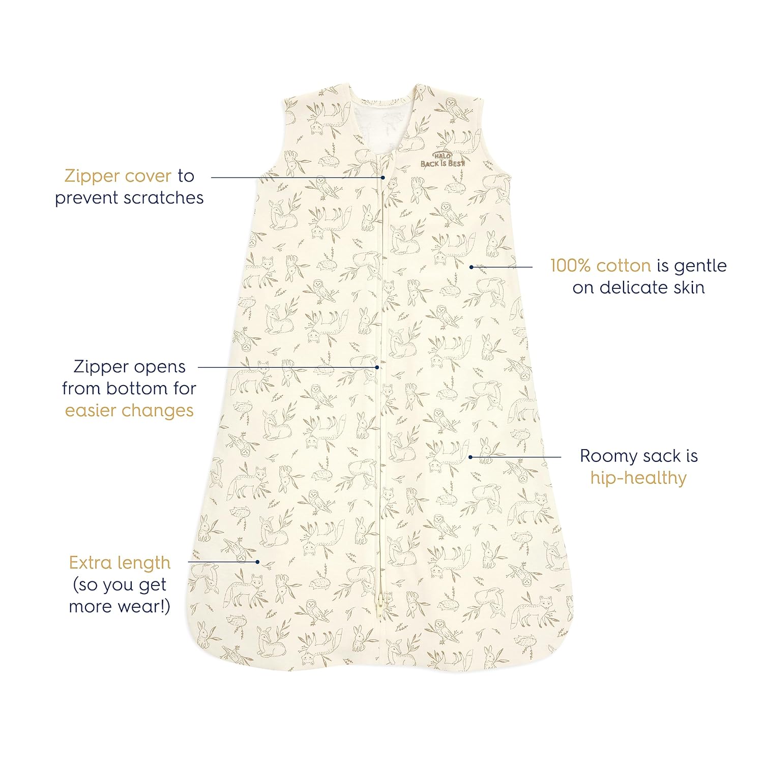 HALO SleepSack 100 Cotton Swaddle Blanket for 6-12 Months