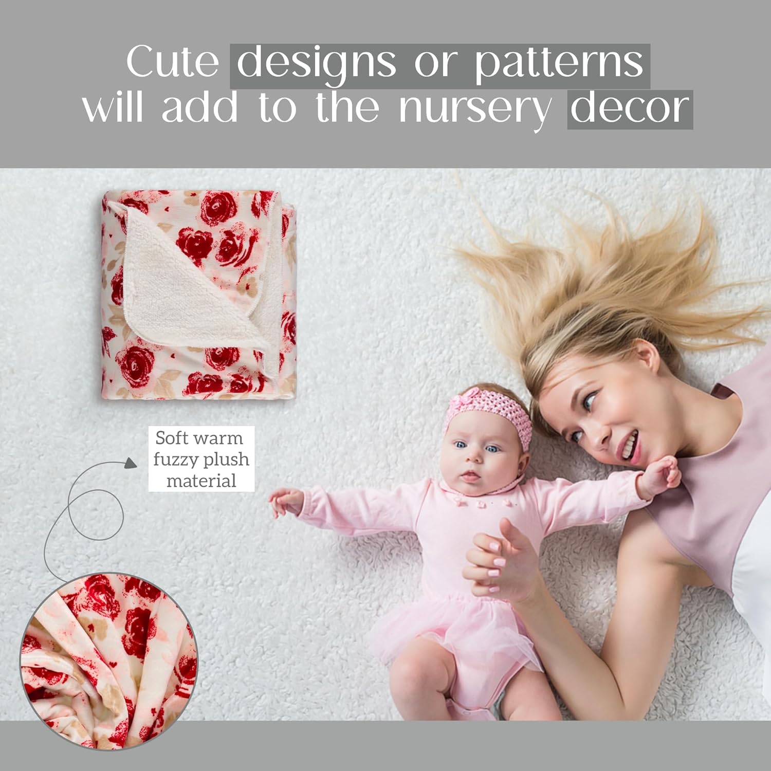 Baby Gear Soft Flower Print Blanket for Girl