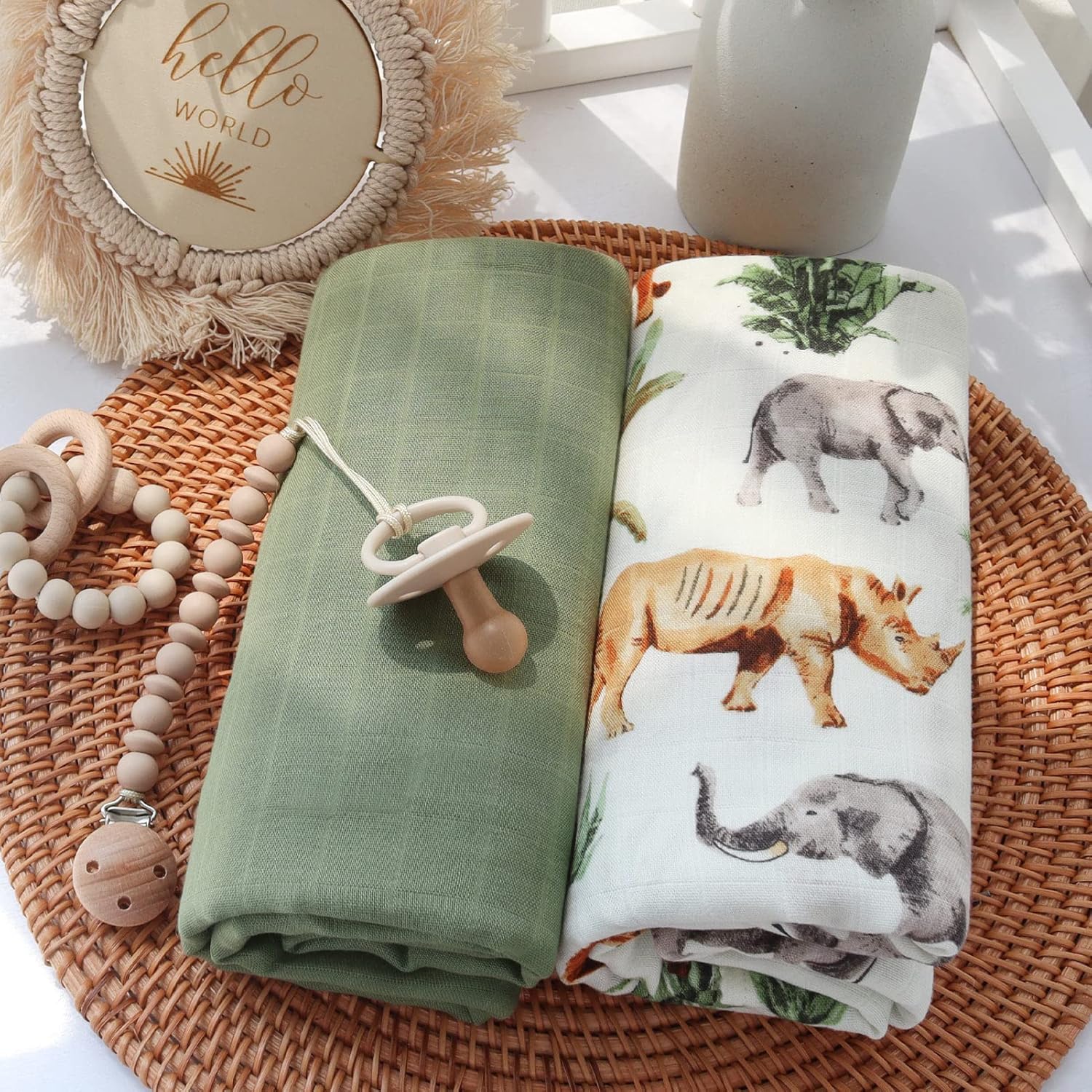 LifeTree Muslin Swaddle Blanket - 47 x 47 Bamboo-Cotton Blend